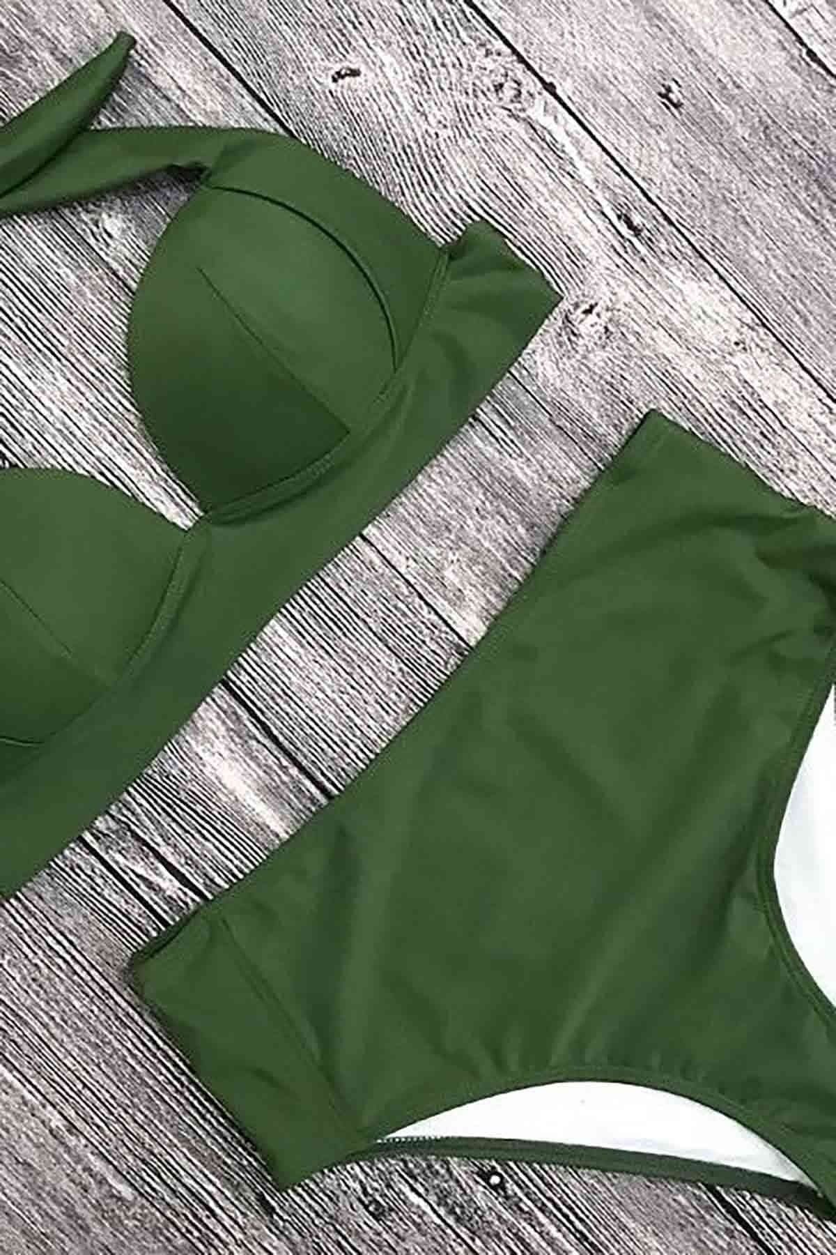 Merry See Lingerie - Yüksek Bel Bikini Altı Yeşil