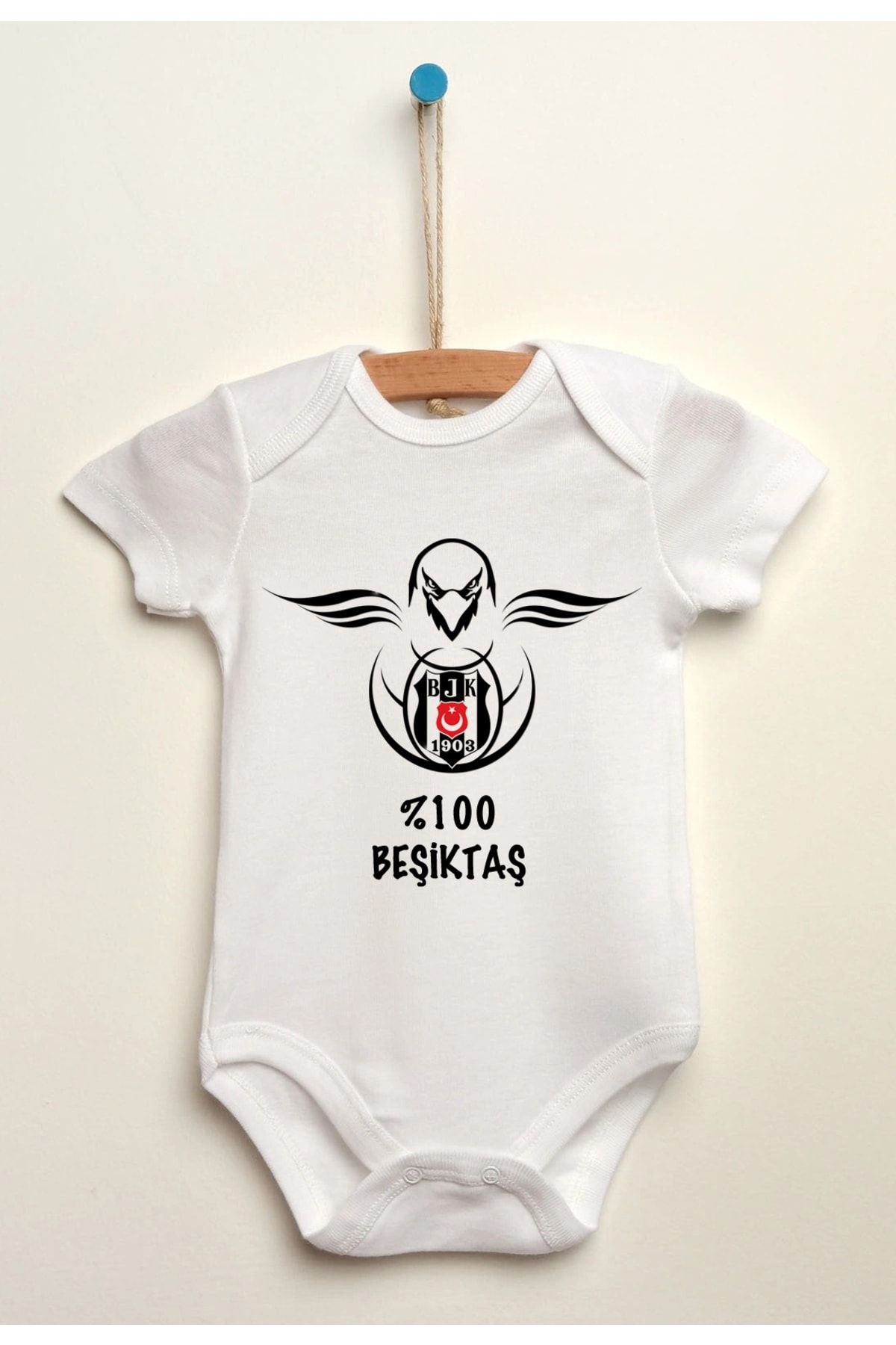 Beşiktaş Siyah Beyaz Organik Pamuklu Bebek Body Zıbın