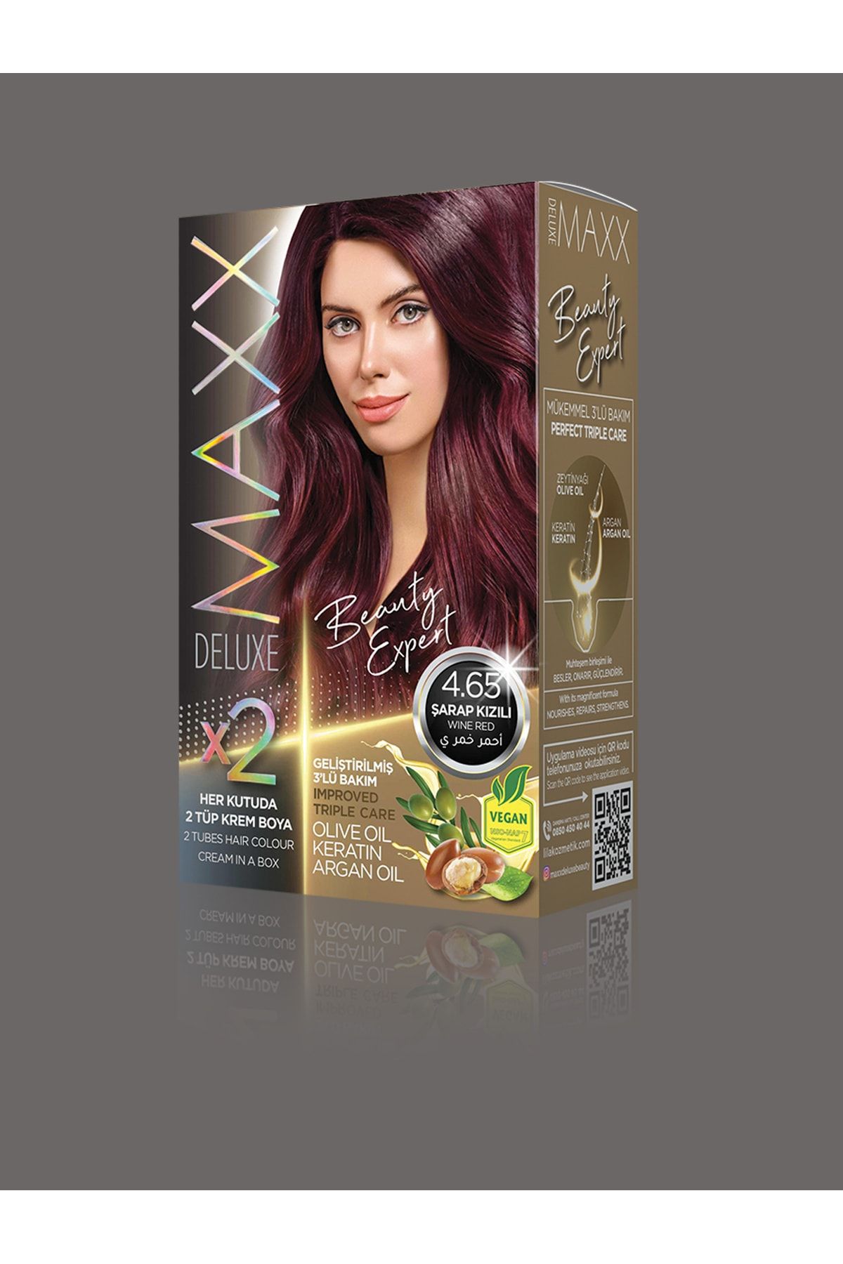 MAXX DELUXE Maxx Beauty Expert Set Saç Boyası Şarap Kızılı 4.65