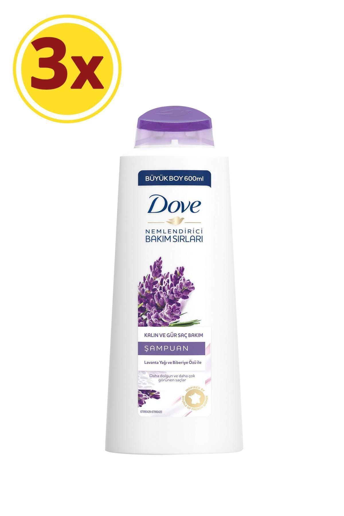 Dove Lavanta Özlü Kalın Ve Gür Saçlar Için Saç Bakım Şampuanı 600 ml X3