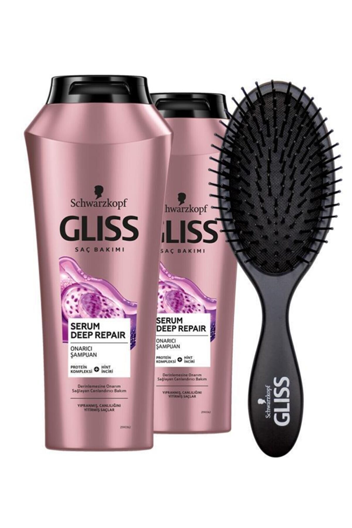 Gliss Serum Deep Repair Şampuan 500 ml X 2 Adet+ Saç Fırçası