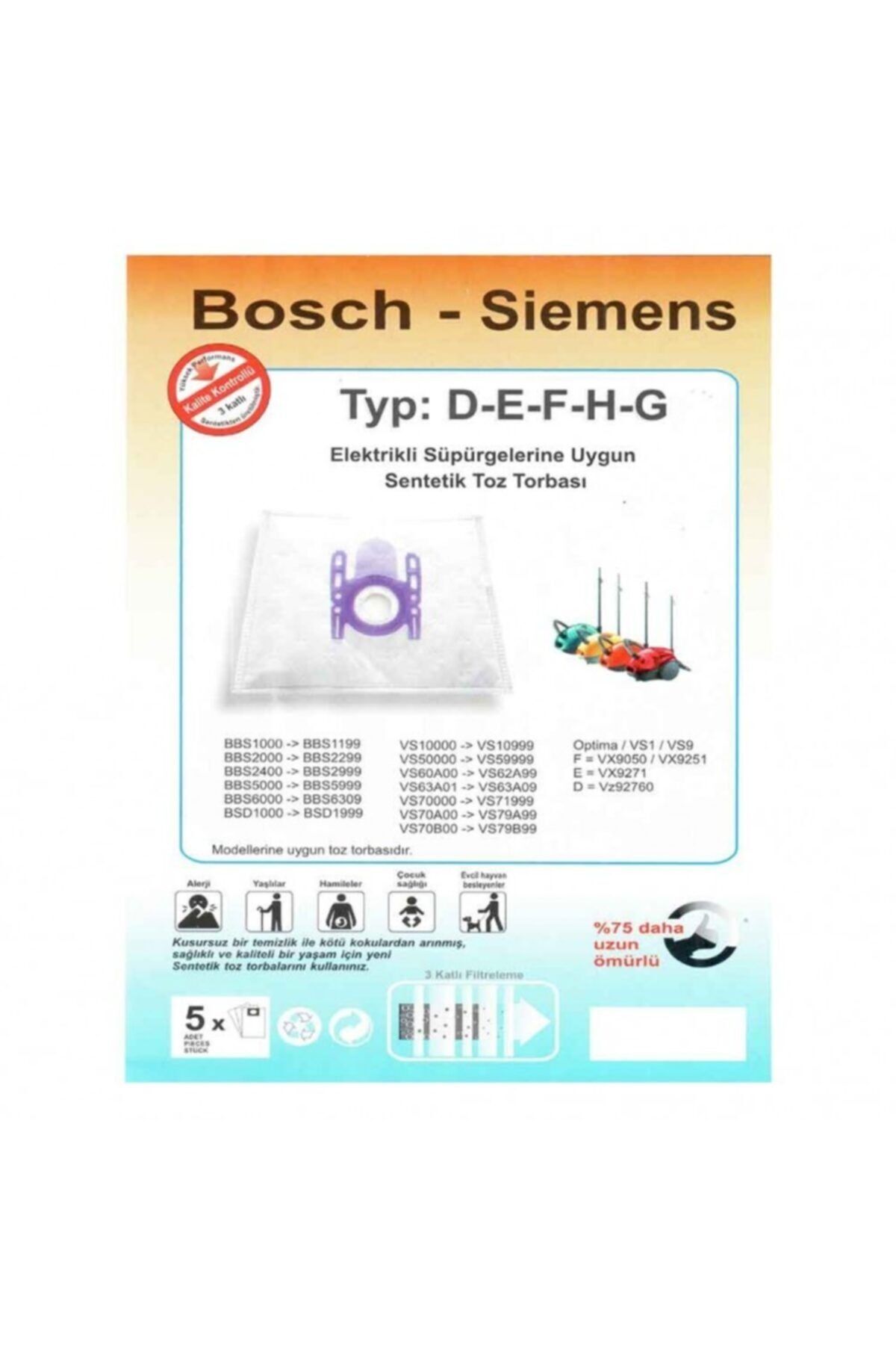 Bosch Type G Elektrikli Süpürge Toz Torbası ( 5 Adet )