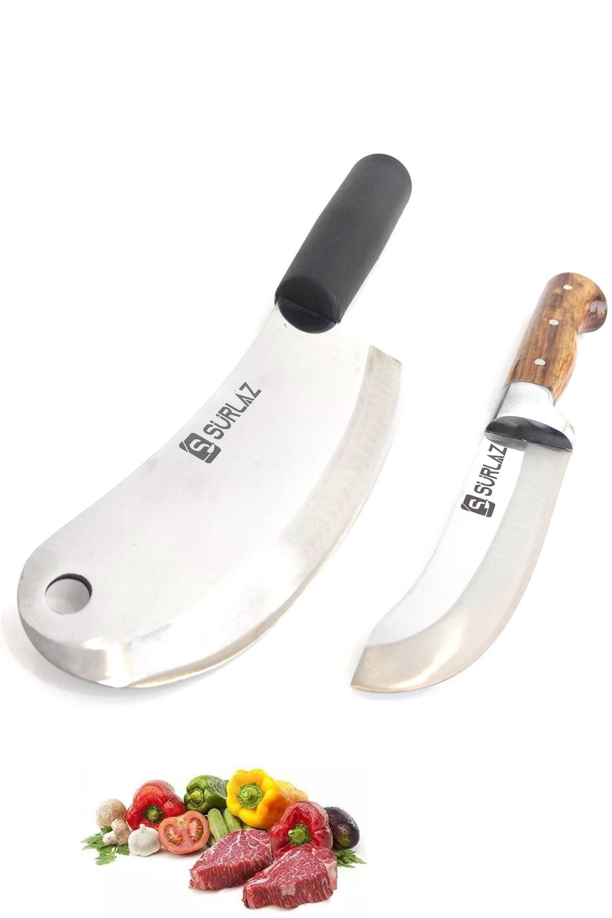 SürLaz Et Bıçak Seti Soğan Satırı Mutfak Bıçağı 2'li Takım Bıçak