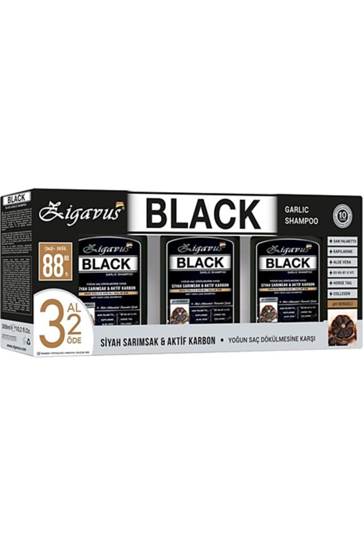 Zigavus Black Siyah Sarımsaklı Şampuan 300 ml 3 Al 2 Öde