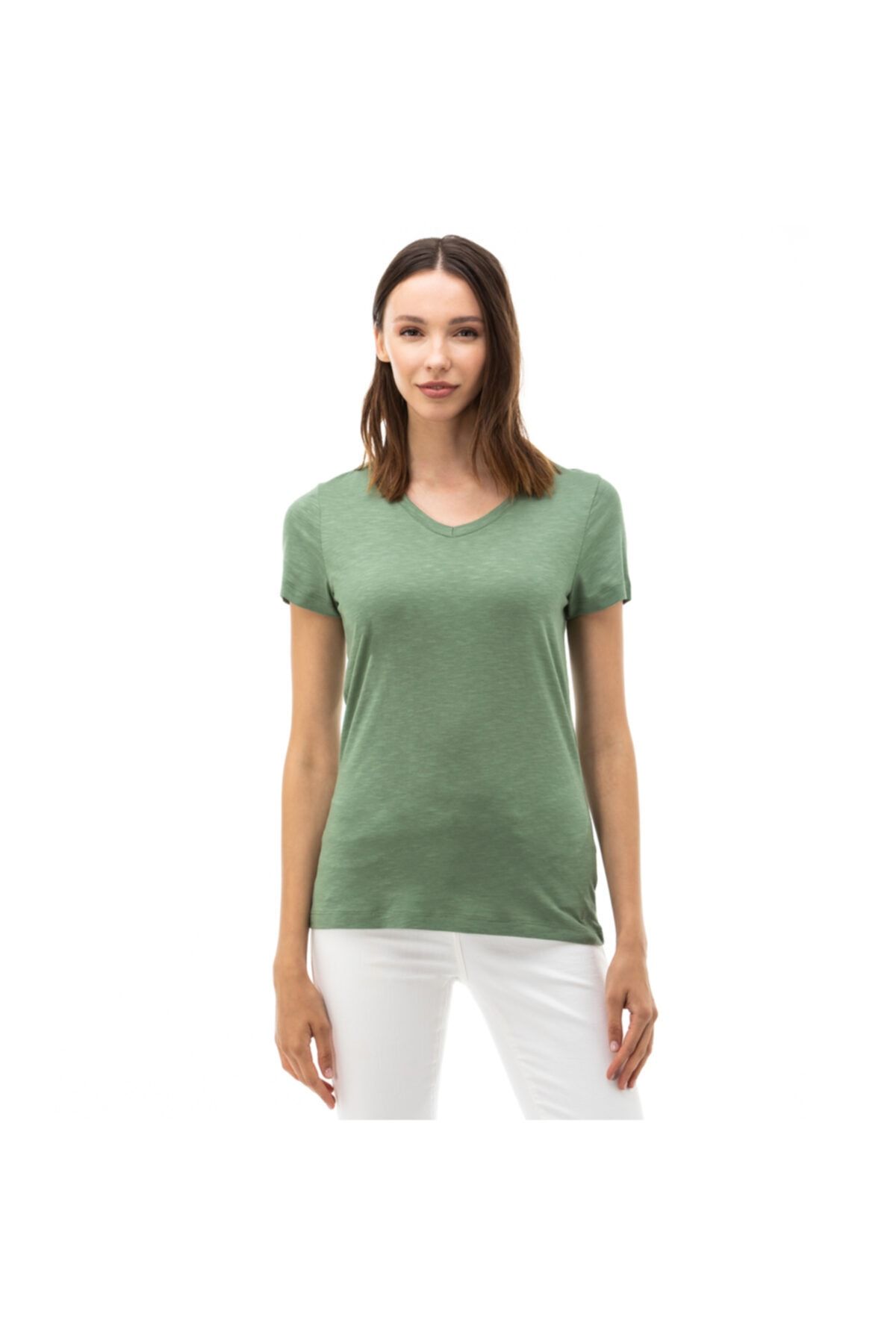 Nautica Nautıca Kadın Yeşil V-yaka T-shirt