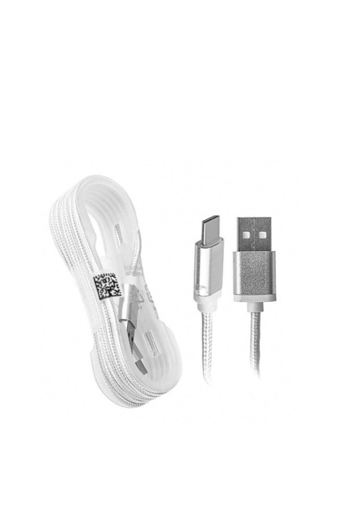 Fabrika Hasır Örgülü Metal Başlıklı Micro_usb Şarj Kablosu Beyaz