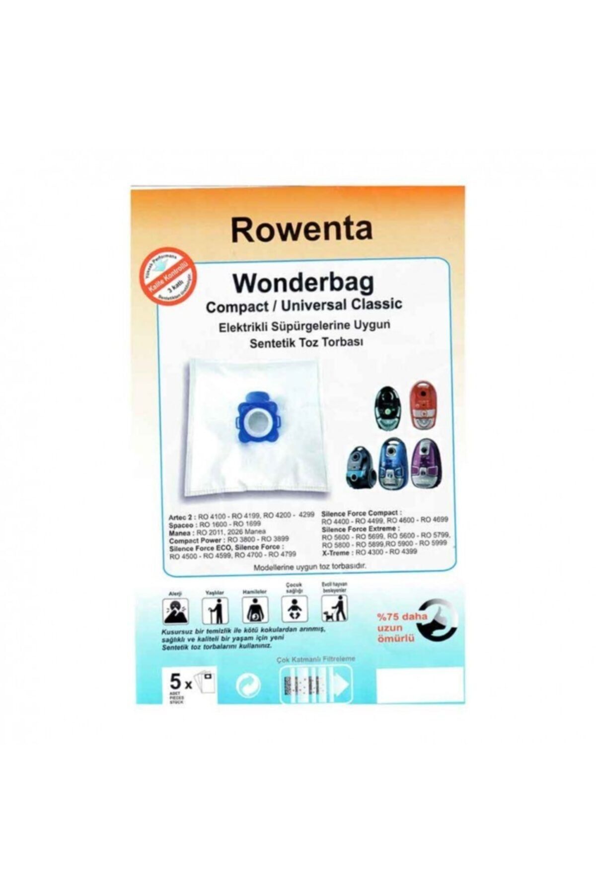Rowenta Wonderbag Elektrikli Süpürge Toz Torbası ( 5 Adet )