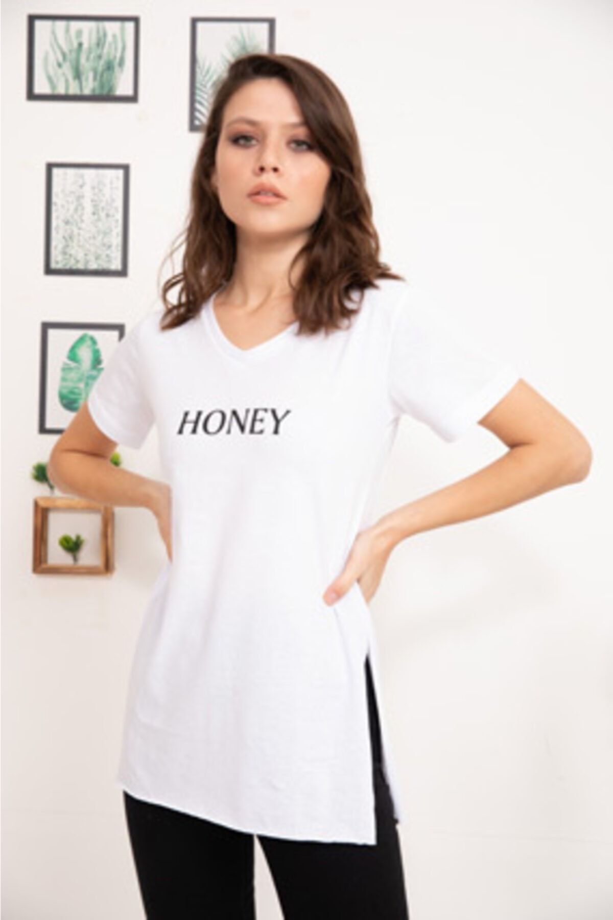 Genel Markalar Kadın Beyaz Honey Baskılı Tshirt