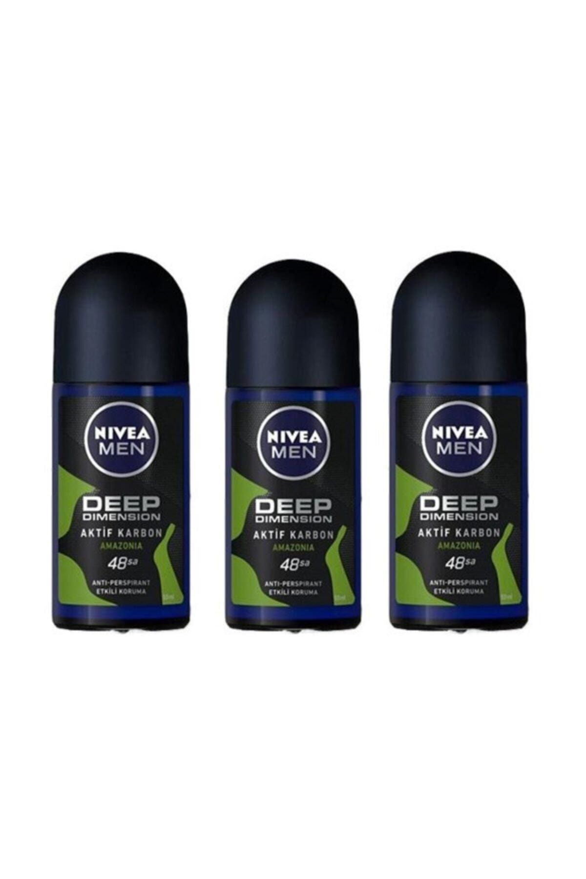 NIVEA Men Deep Dimension Amazonia Roll-on Deodorant 50 ml Erkek 3 Adet