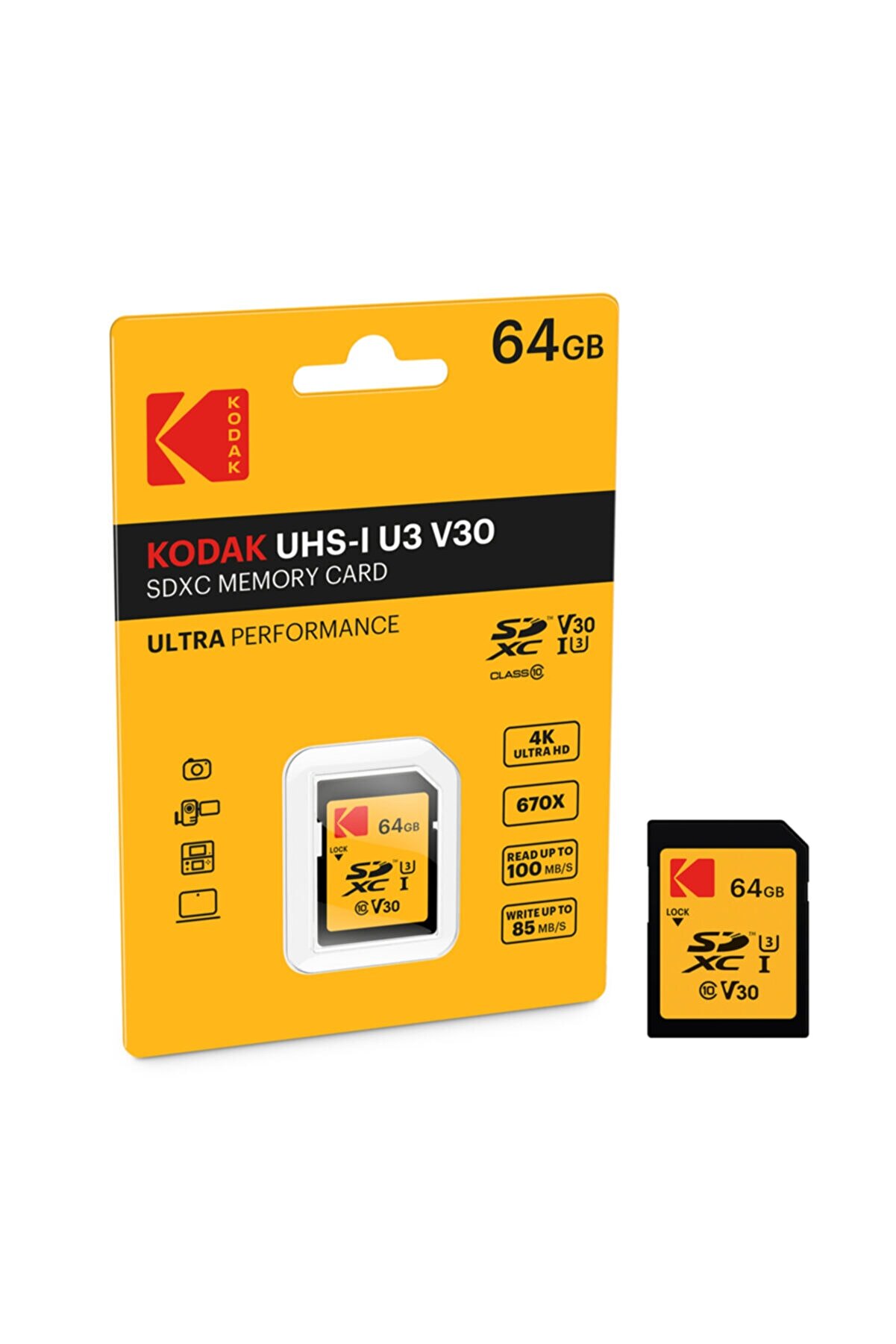 Kodak Sdxc 64gb Class10 U3 Ultra Performans Sd Hafıza Kartı