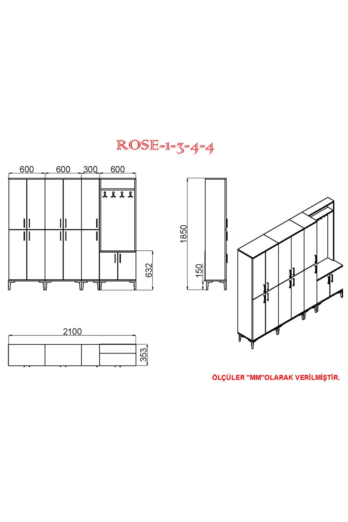 Rose-1-3-4-4 Portmanto Vestiyer Ayakkabılık_5