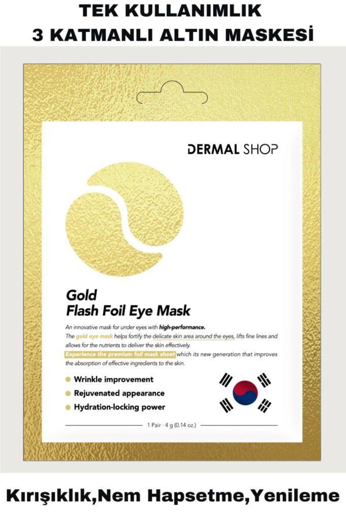 Dermal Gold Flash Foil Göz Maskesi 4 Gr