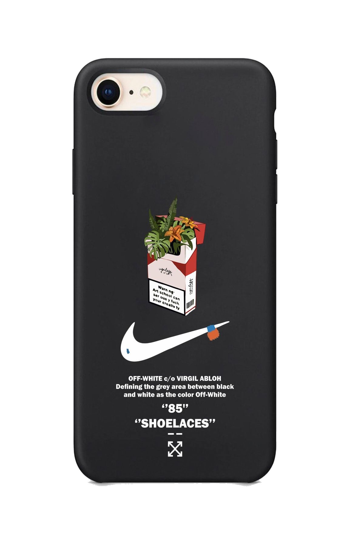 casesing Iphone Se 2020 Siyah Lansman Nike Smoke Tasarımlı Içi Süet Kaplı Kılıf