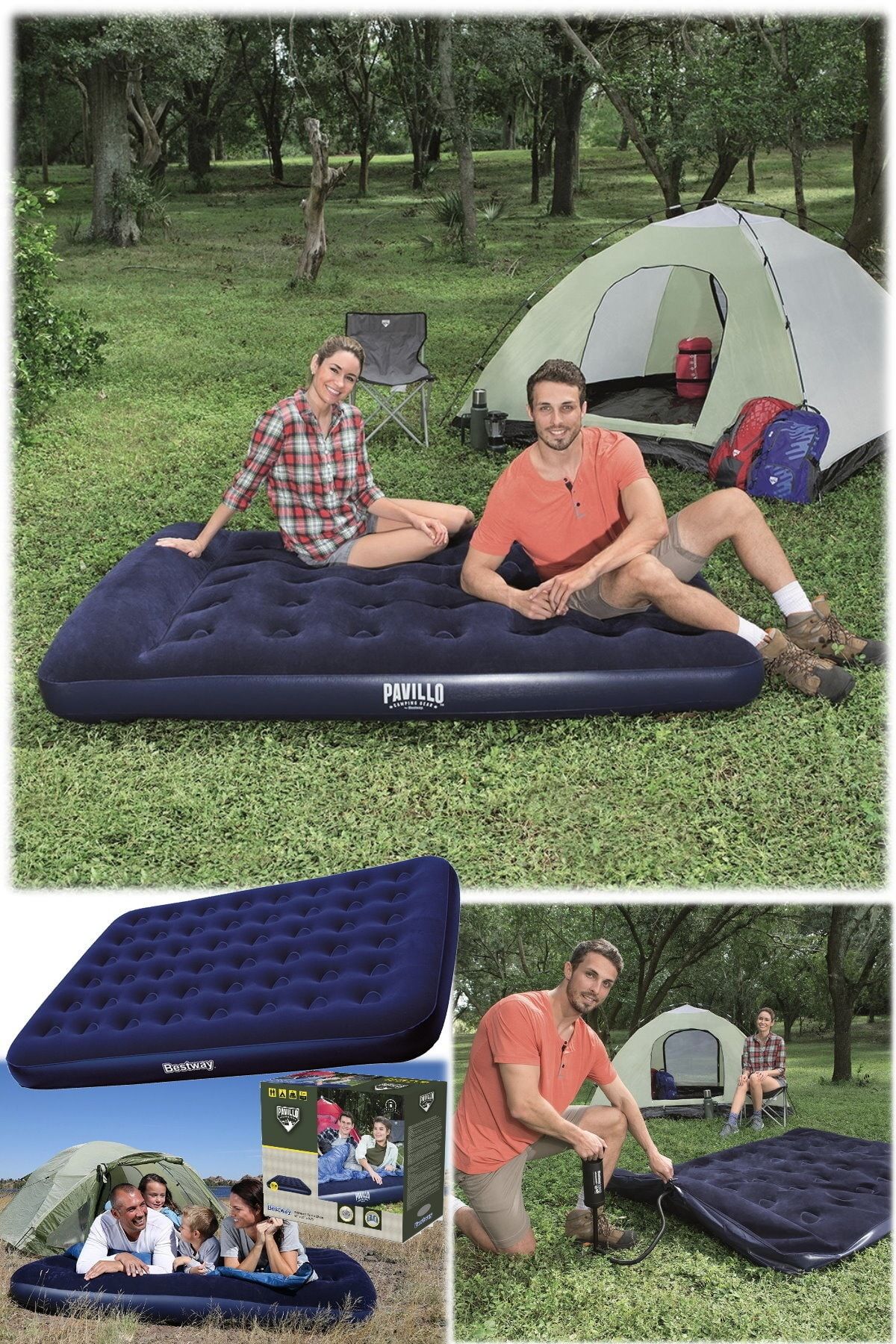Utelips 190 X 130 Çift Kişilik Şişme Yatak Mavi Uyku Yatağı Çadırın Içine Yerleştirilebilir Ses Yapmaz Prof