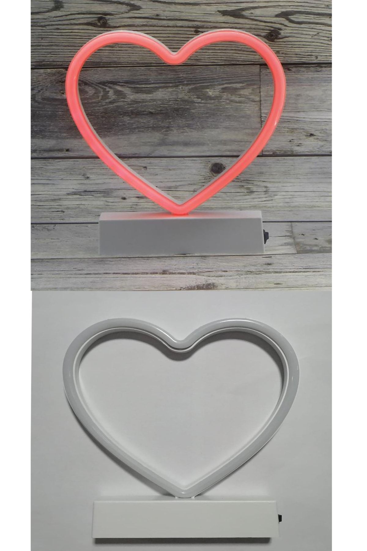 Parti Dolabı Kırmızı Kalp Neon Led Işık Dekoratif Aydınlatma Süs Romantik Sevgiliye Süpriz Hediye Pilli 21x19cm