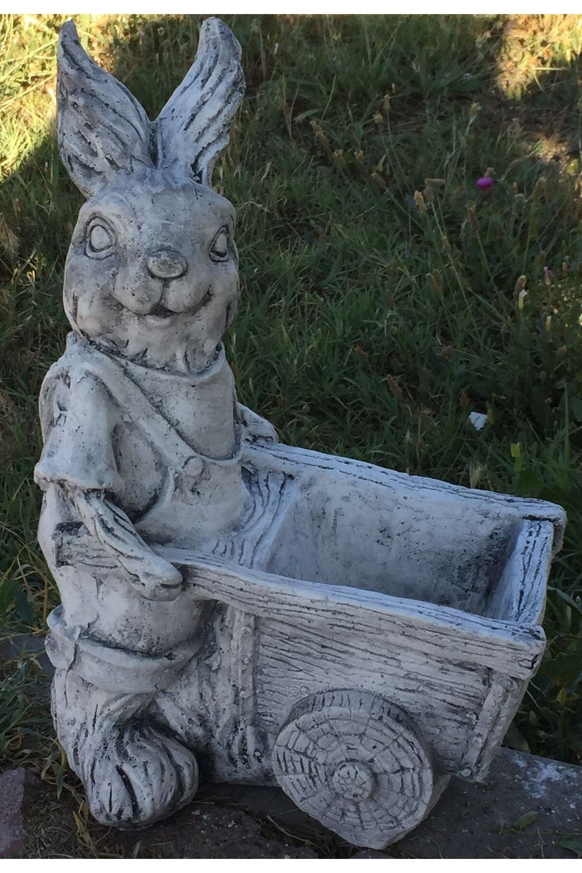 LS BOTANİK Çalışkan Tavşan Boyasız Bahçe Heykeli Biblosu