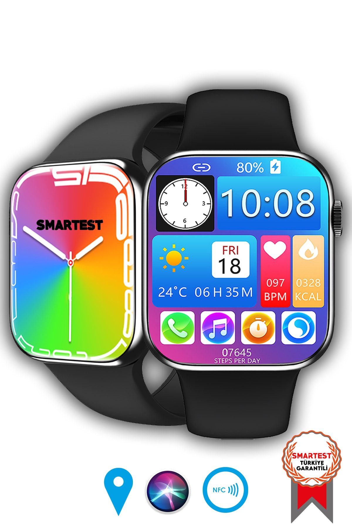 SMARTEST Watch 7 S7+ Premium Dt7 Series 1.9 Inch Tam Ekran Sirigps Nfc Çift Tuş Aktif Ios Android Smartwatch sts7+