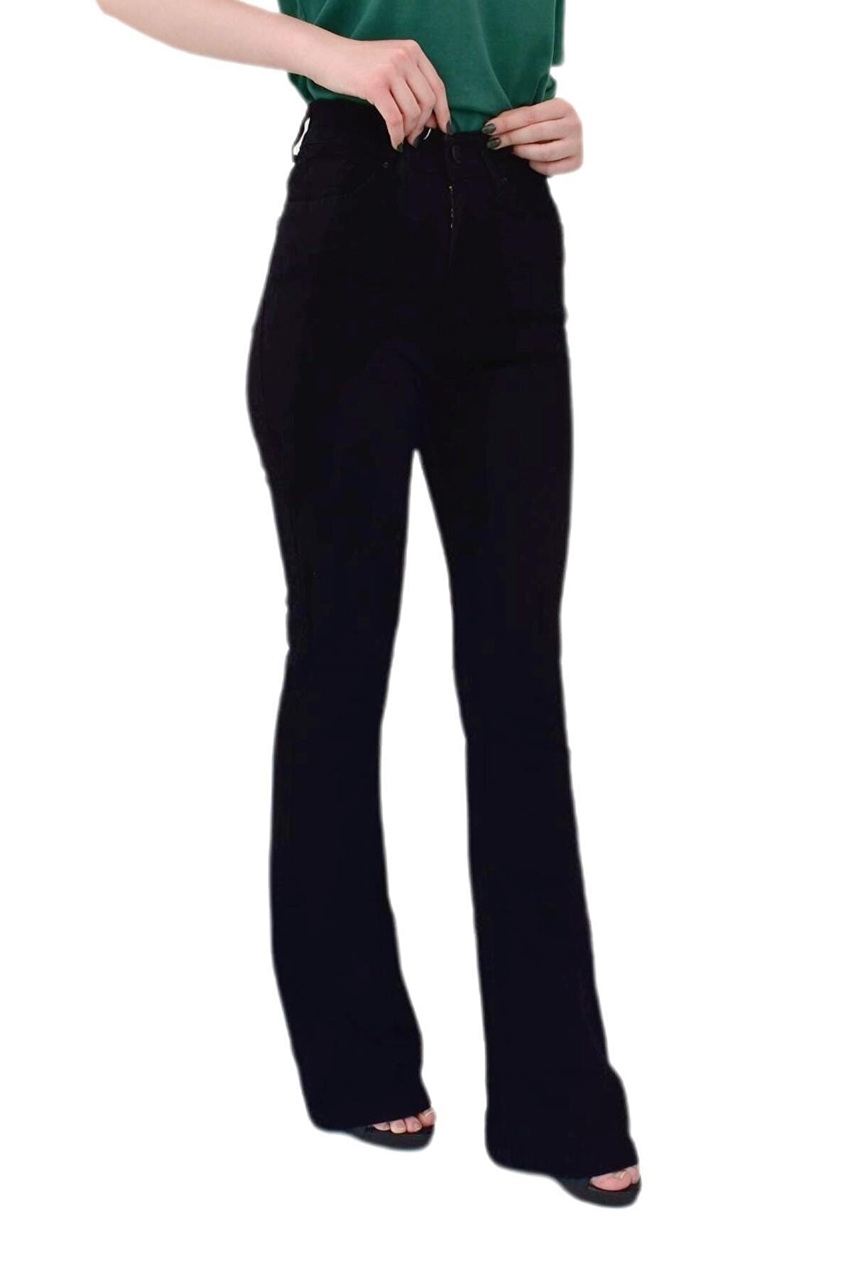 Woow Kadın Yüksek Bel Jeans Ispanyol Paça Pantolon Bgl-st02112