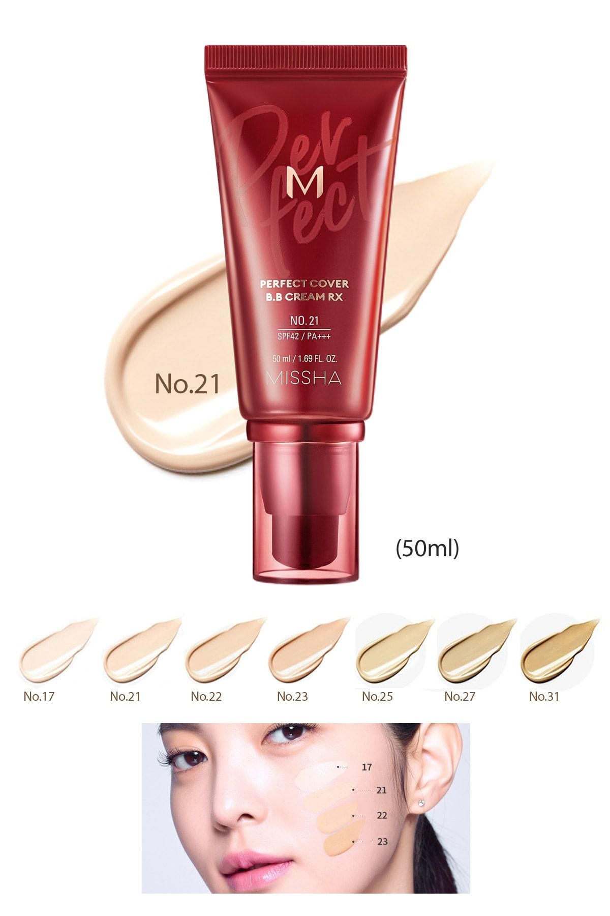 Missha Yüksek Kapatıcı Ve Cilt Bakım Etkili Yeni Nesil Bb Krem Spf42 M Perfect Cover Bb Cream Rx (NO.21)