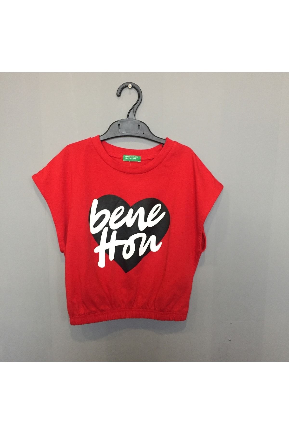 Benetton Kız Çocuk Yarasa Kol Kırmızı T-shirt