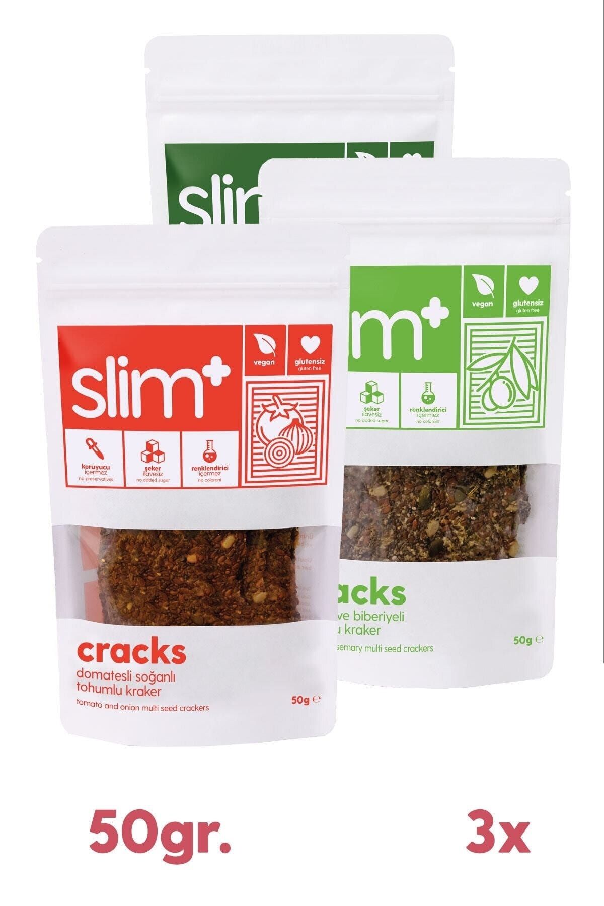 slimplus 3'lü Paket Glutensiz Vegan Tohum Kraker Cracks Mix 50gr
