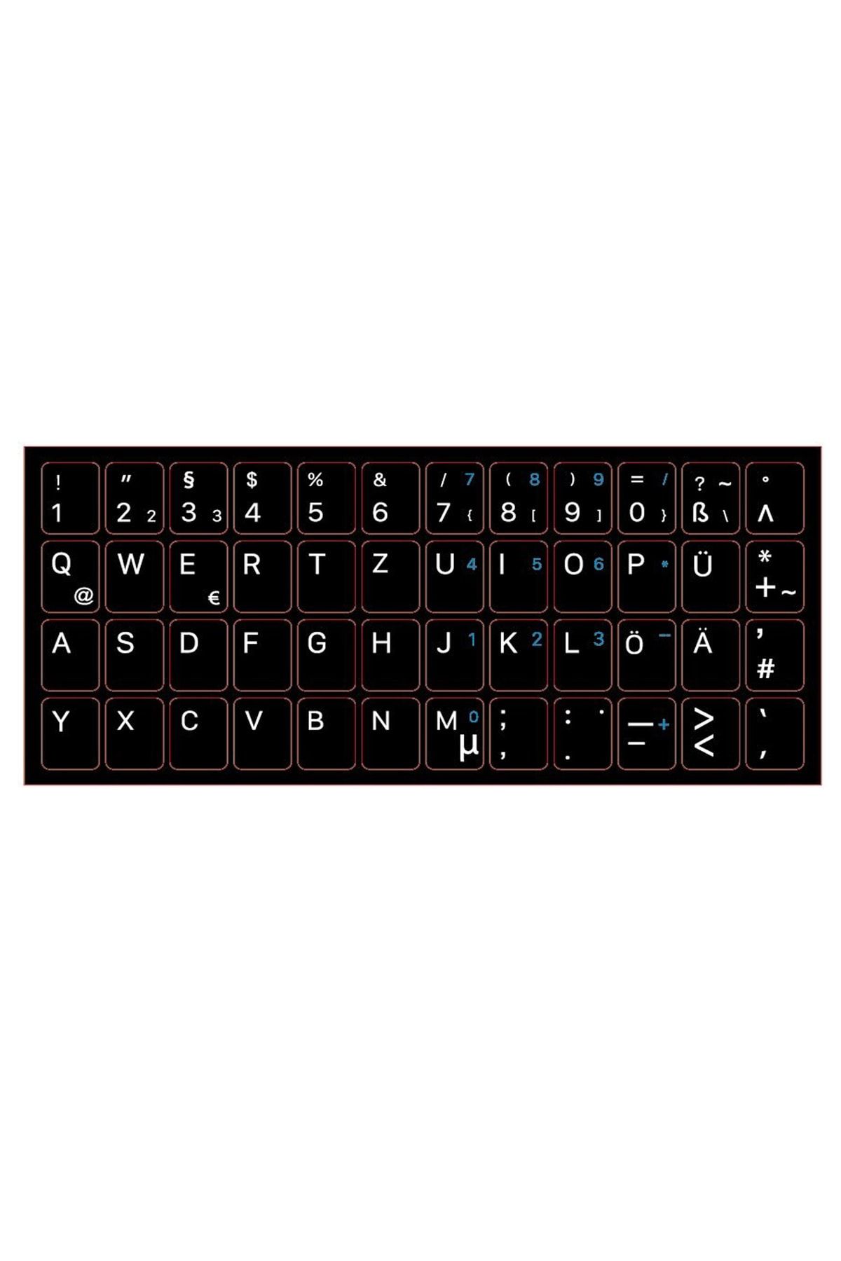 Microcase Almanca Q Klavye Etiketi Laptop Macbook Pc Sticker - Siyah Al2997