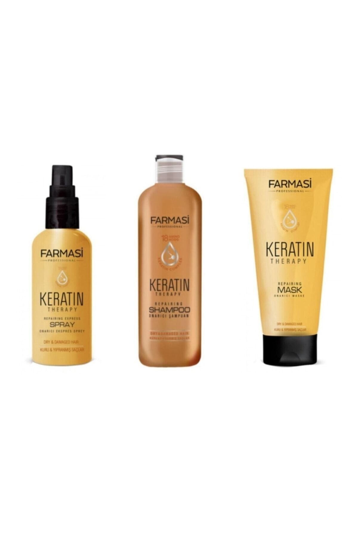 Farmasi Keratin Theraphy 3'lü Onarıcı Saç Bakım Seti - Şampuan + Maske + Sprey 9502800099999