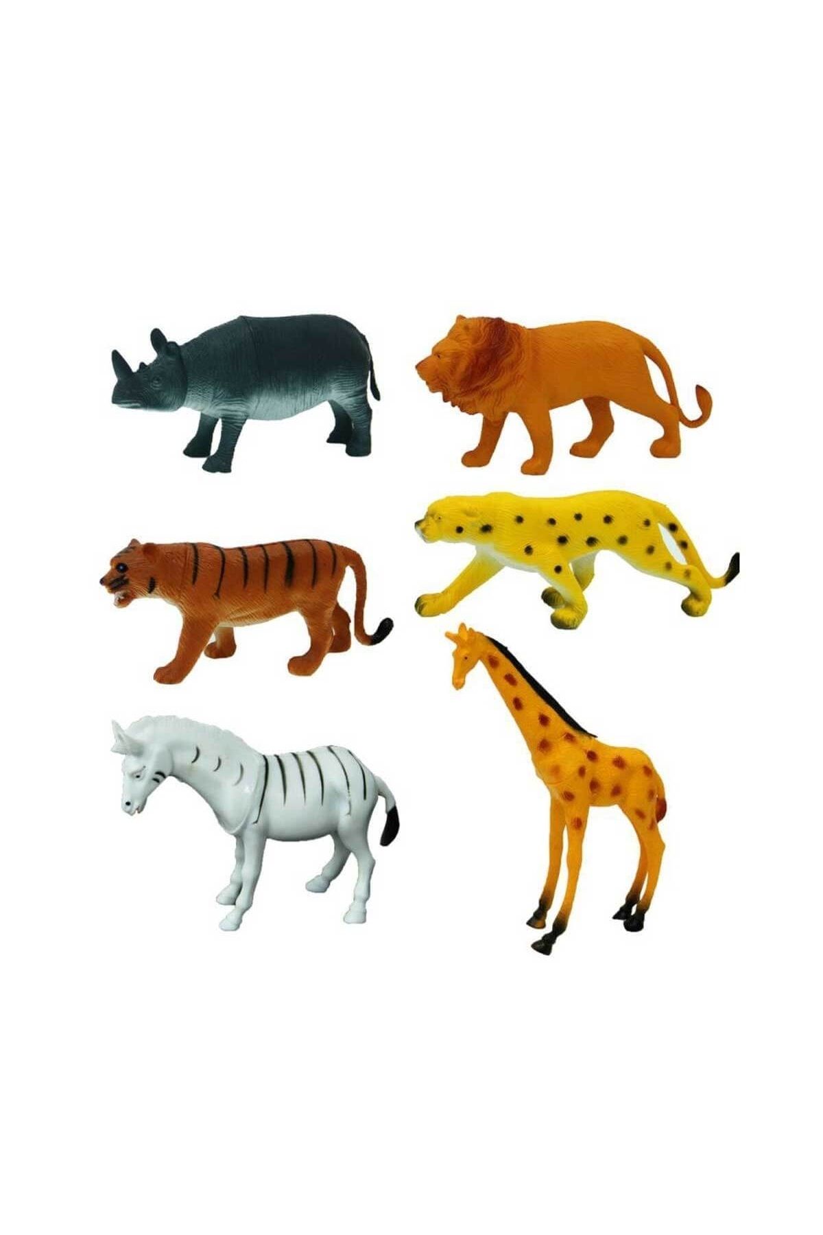 scntoys Oyuncak Vahşi Hayvanlar Poşetli 6'lı Hayvan Oyun Seti Zebra Zürafa Aslan Çita Vahşi Hayvan Figür