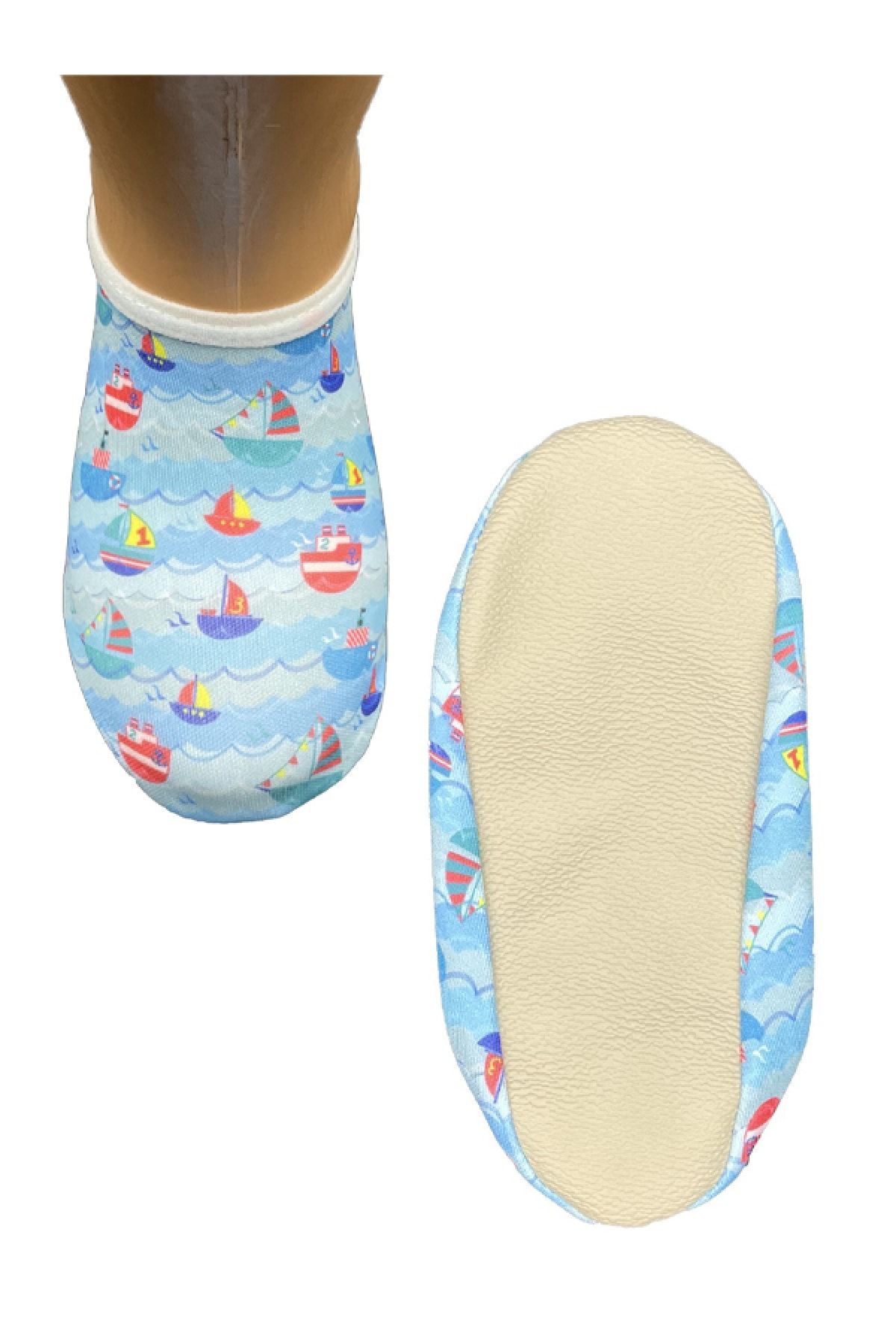 secret moda Yelken Desenli Kaydırmaz Tabanlı Havuz Ve Deniz Ayakkabısı Çocuk
