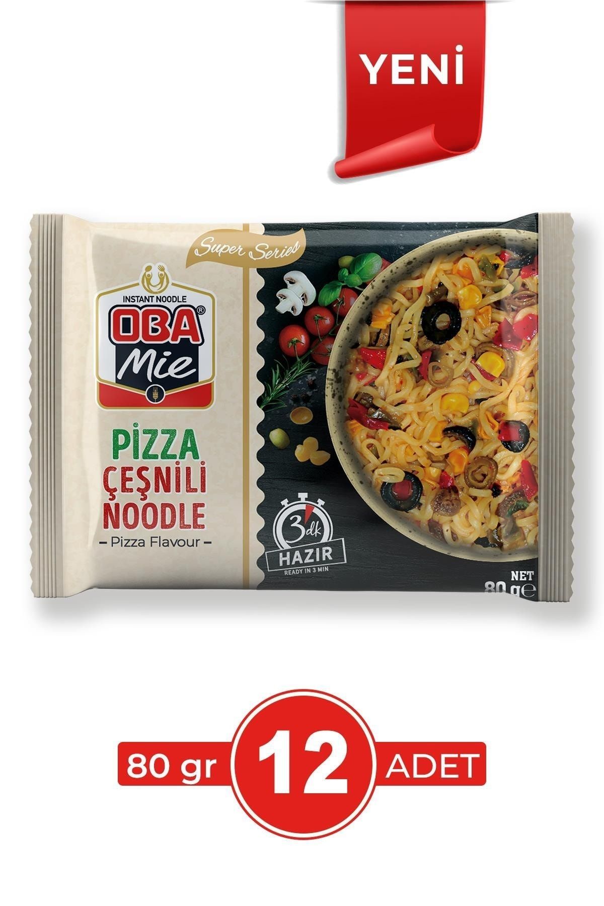OBAmie Pizza Çeşnili Noodle 12 Li Paket