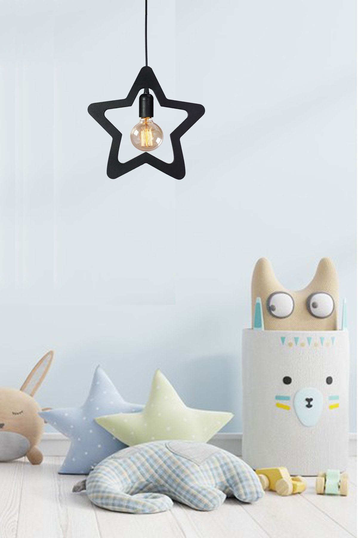 Leiste Star Yıldız Çocuk Odası Ahşap Avize Dekoratif Sarkıt Modern Rustik Lamba
