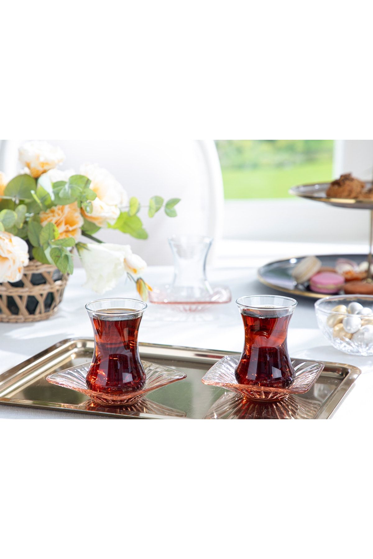 English Home Silda Cam 12 Parça Çay Seti 100 ml Pudra