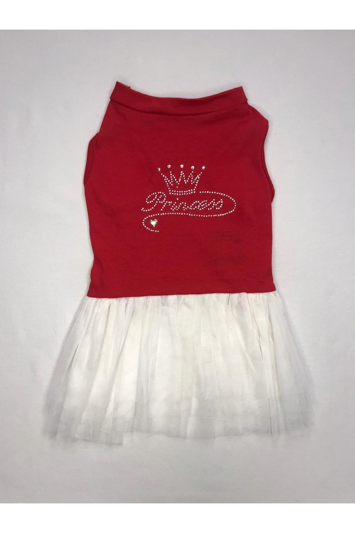 CASPERPET Tütülü Elbise Kırmızı/beyaz Princess