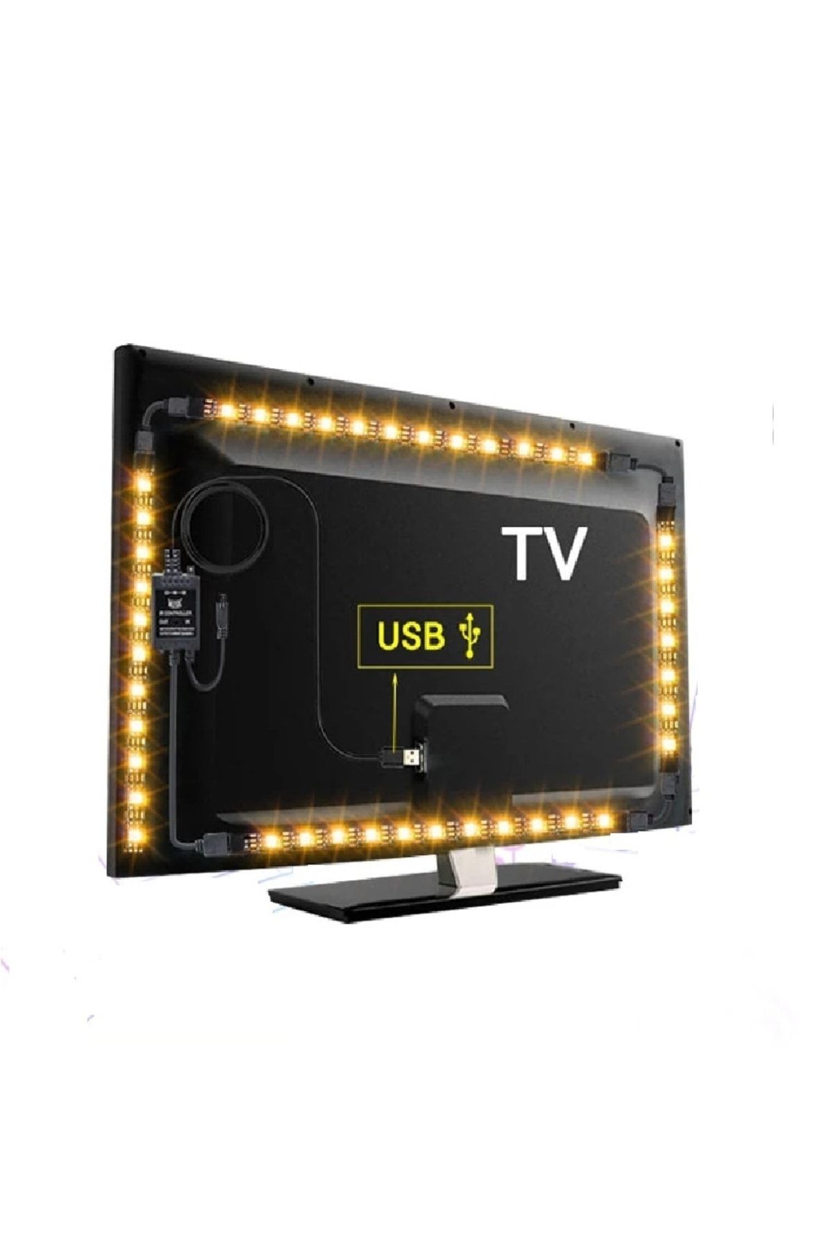 LEDONLİNE 2x100 - 2x50cm Günışığı Tv Arkası Aydınlatma Usb Şerit Led Işık