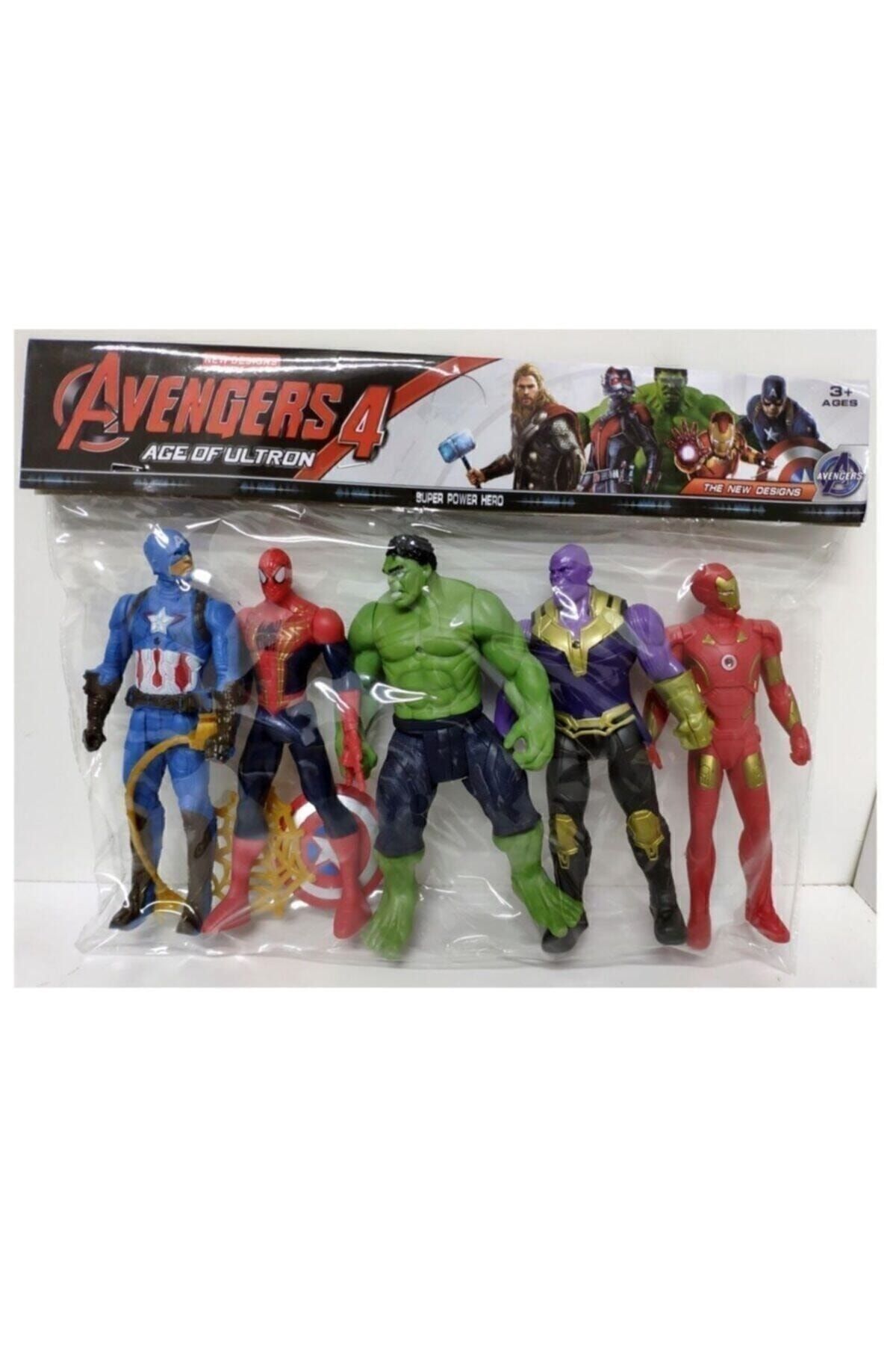 AVENGERS 5'li Figür Oyuncak Thanos Örümcek Adam Ironman Hulk Kaptan Amerika 12 Cm