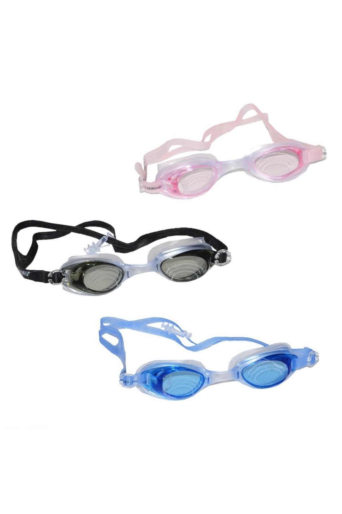 Genel Markalar Silikon Yüzücü Gözlüğü Şeffaf Taşıma Çantalı + Kulaklık Hediye - Rh7100
