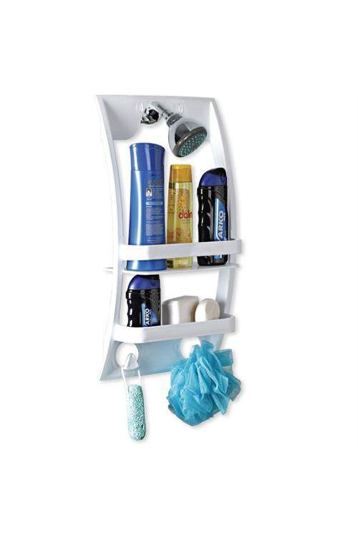 Yetkin Home 2 Adet Plastik Banyo Rafı Duş Jeli Şampuan Lif Askılı Duş Banyo Rafı Askı