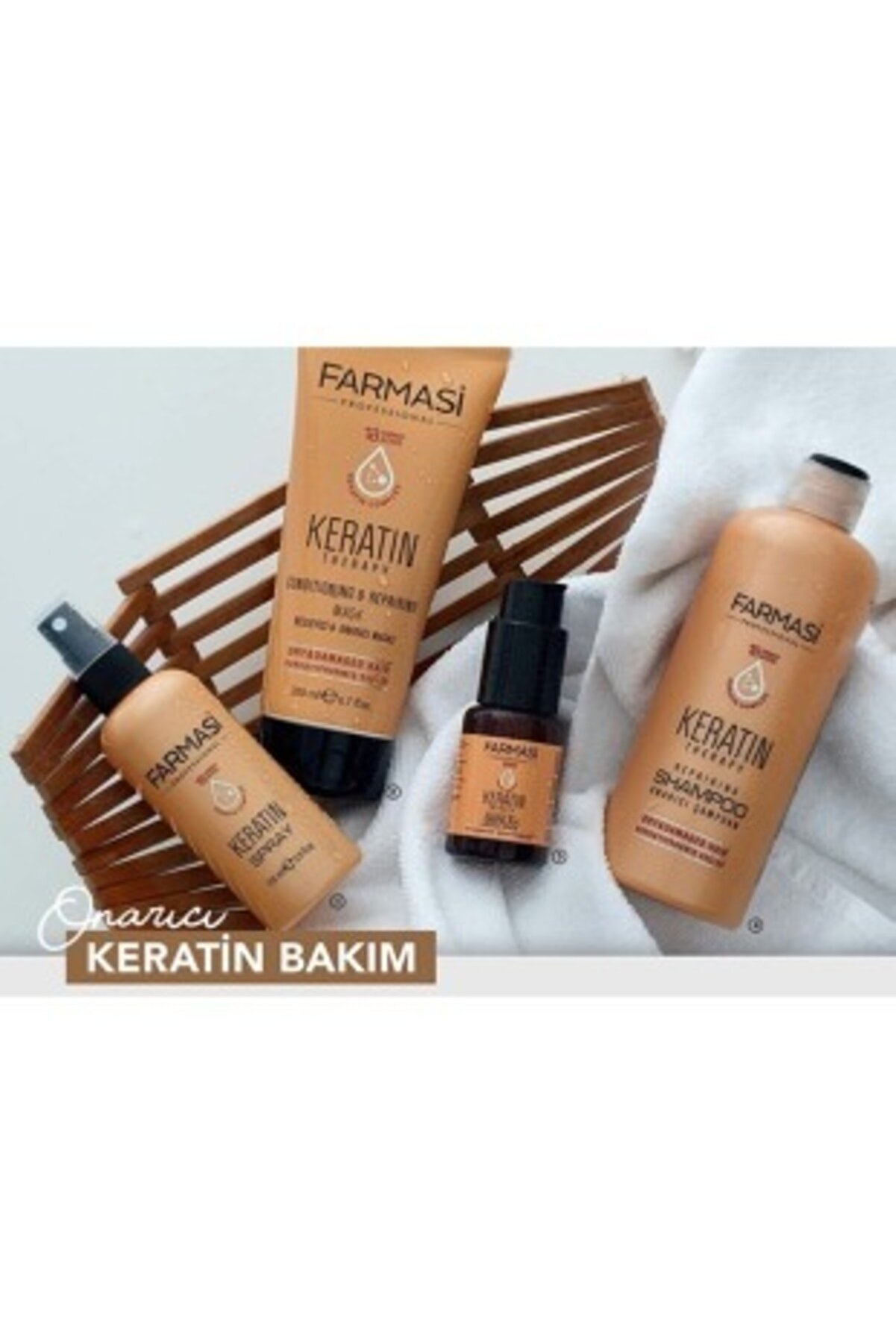 Farmasi Keratin Theraphy 4'lü Onarıcı Saç Bakım Seti - Şampuan + Maske + Sprey + Serum 9502900099999