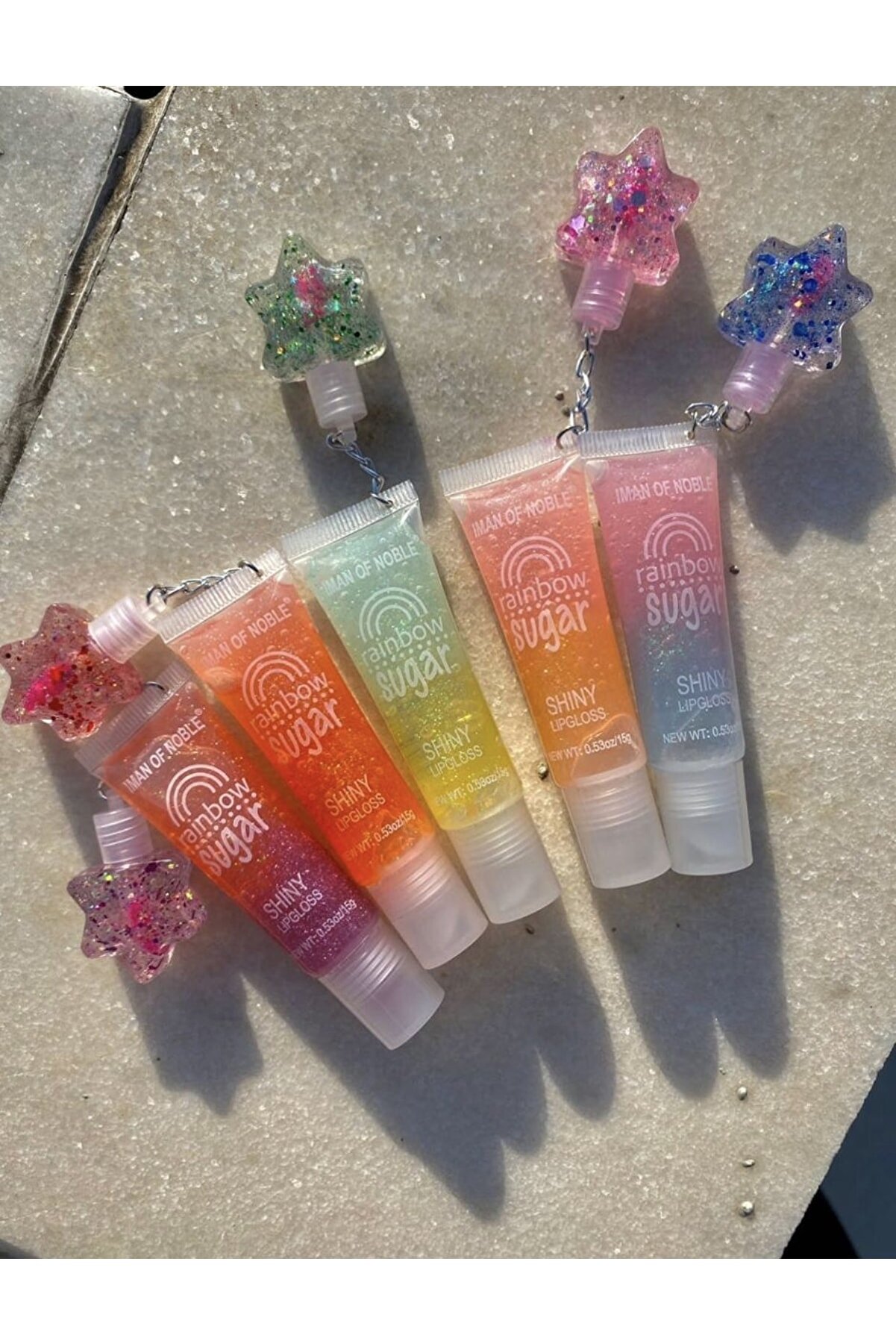 IMAN OF NOBLE Gökkuşağı Dudak Parlatıcısı Yıldızlı Rainbow Shiny 5 Adet