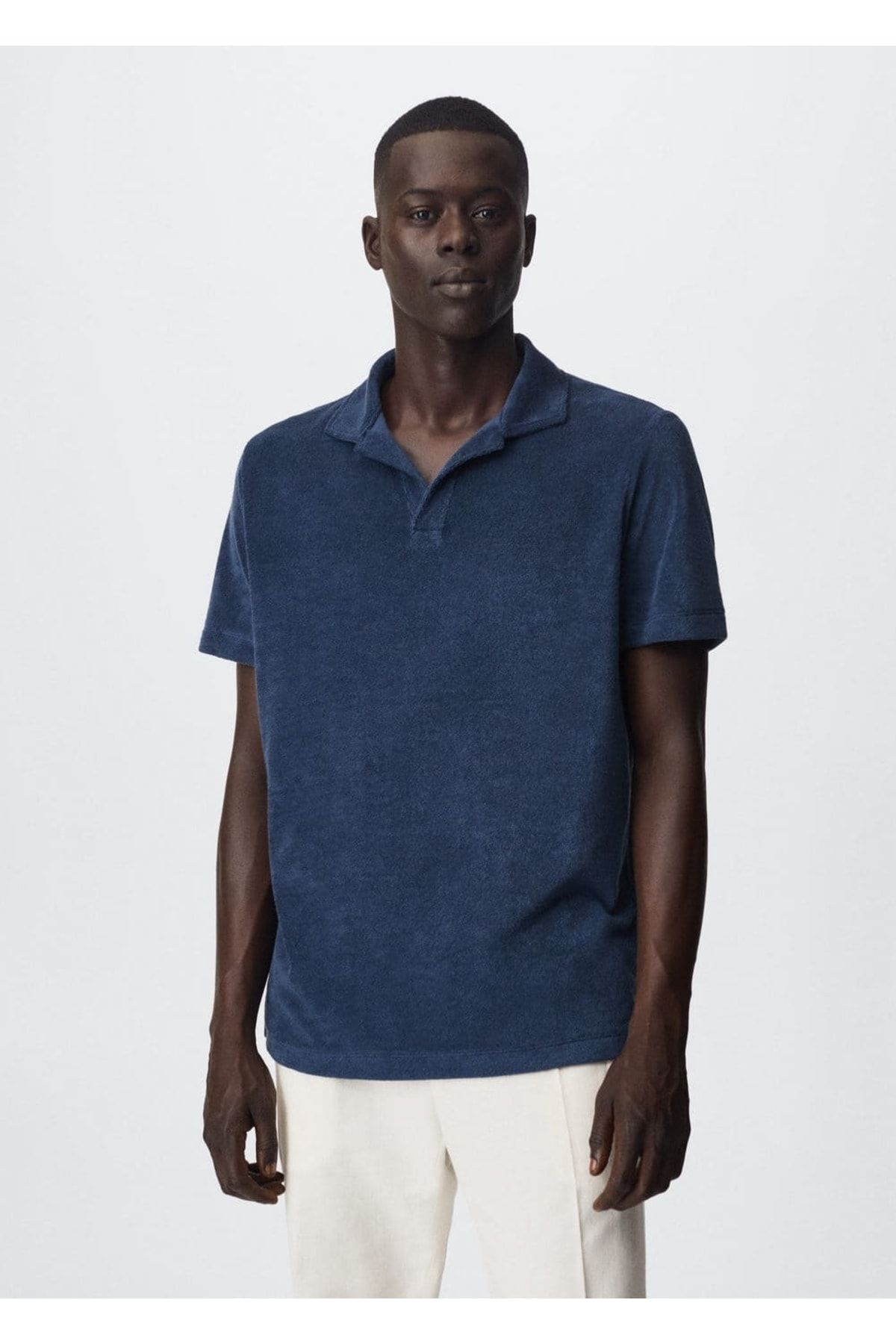 MANGO Man Pamuklu Havlu Dokuma Polo Tişört