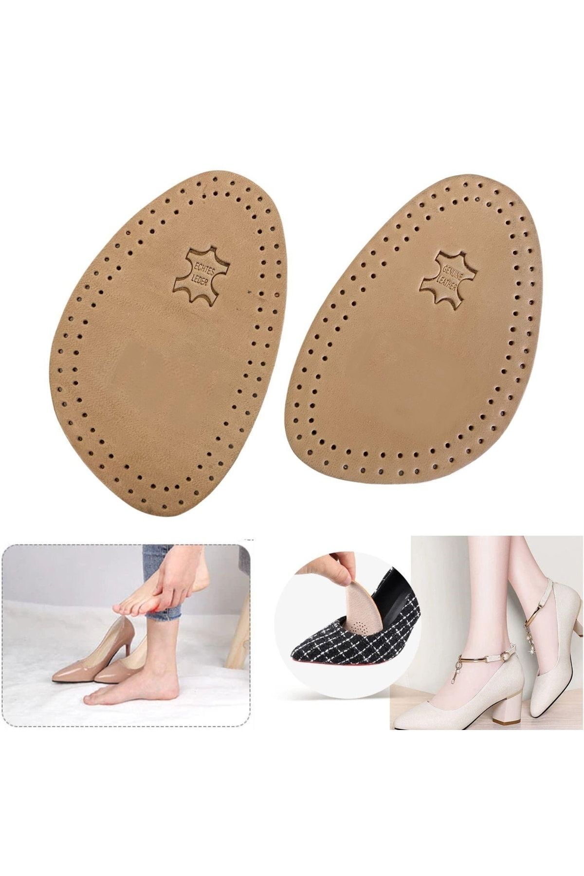 Foottab Ayakkabı Küçültme Pedi, Deri, Yüksek Topuklu Stiletto Ayakkabı Kaydırmaz Tabanlığı, 1 Çift