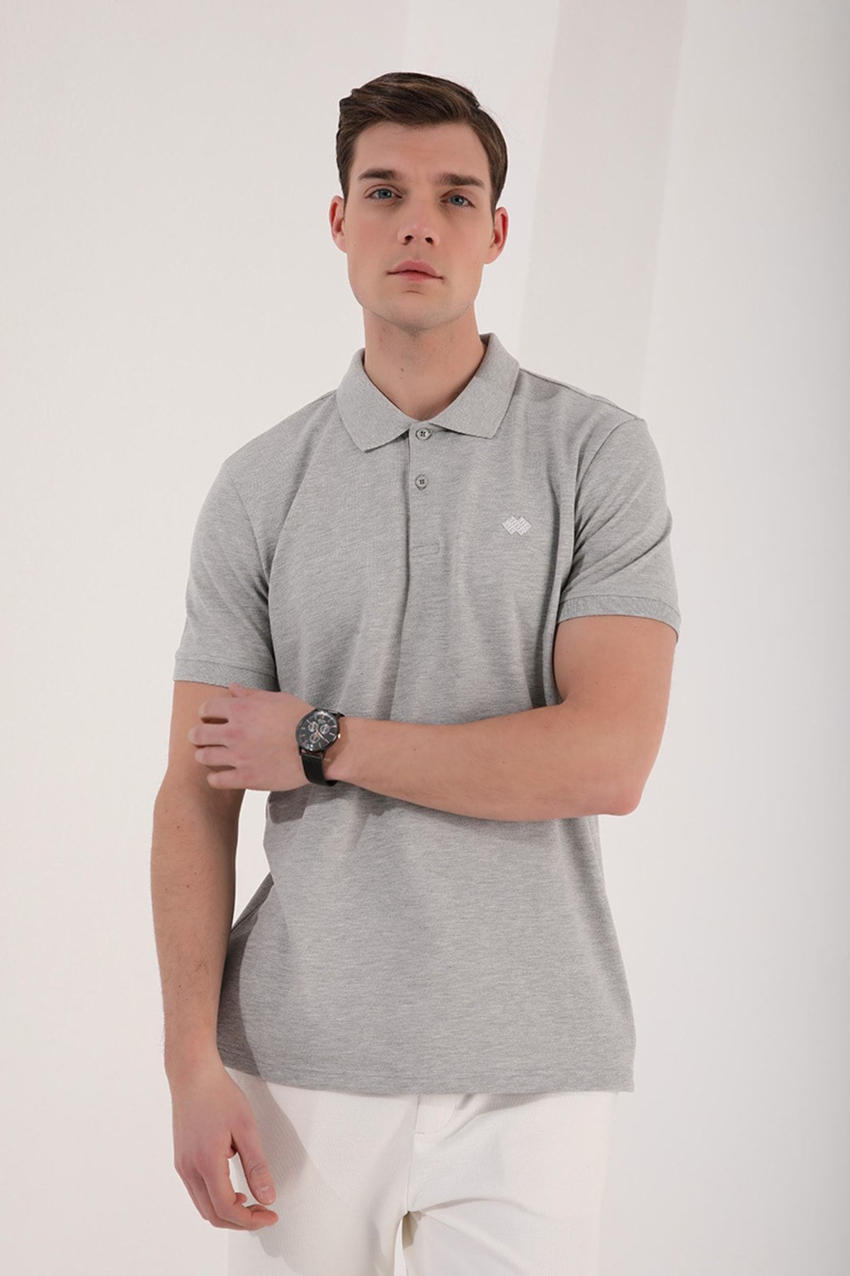 TOMMY LIFE Erkek Basic Logolu Standart Kalıp Triko Polo Yaka T-shirt