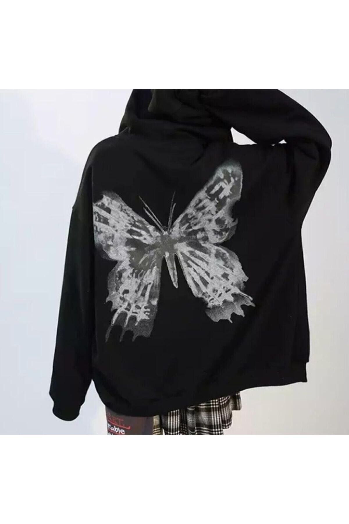 Köstebek Codazzreet - Butterfly unisex Kapşonlu Fermuarlı Sweatshirt