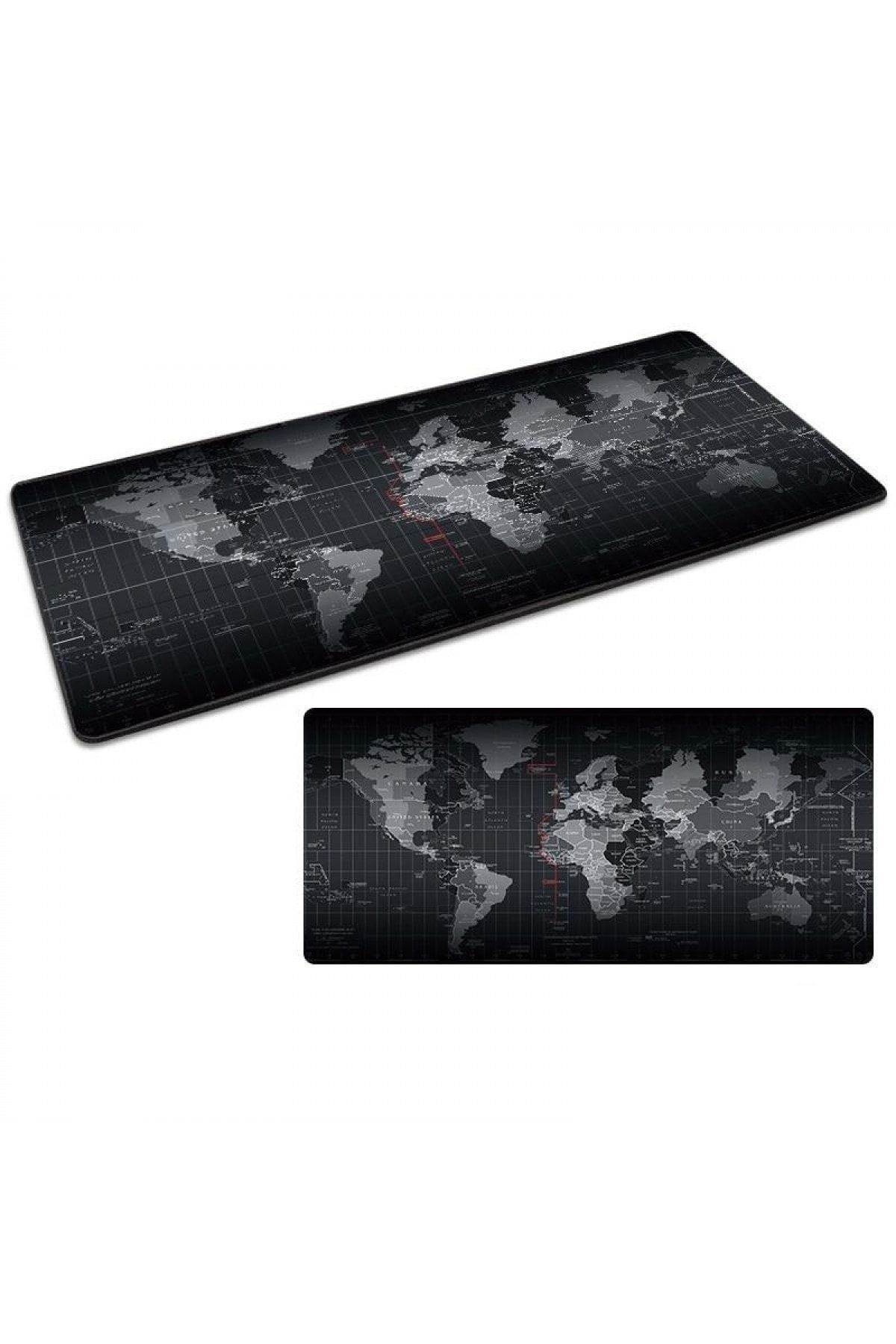 Realindirim World Map Oyuncu Mouse Pad 70 X 30 Cm Dünya Haritası Desenli