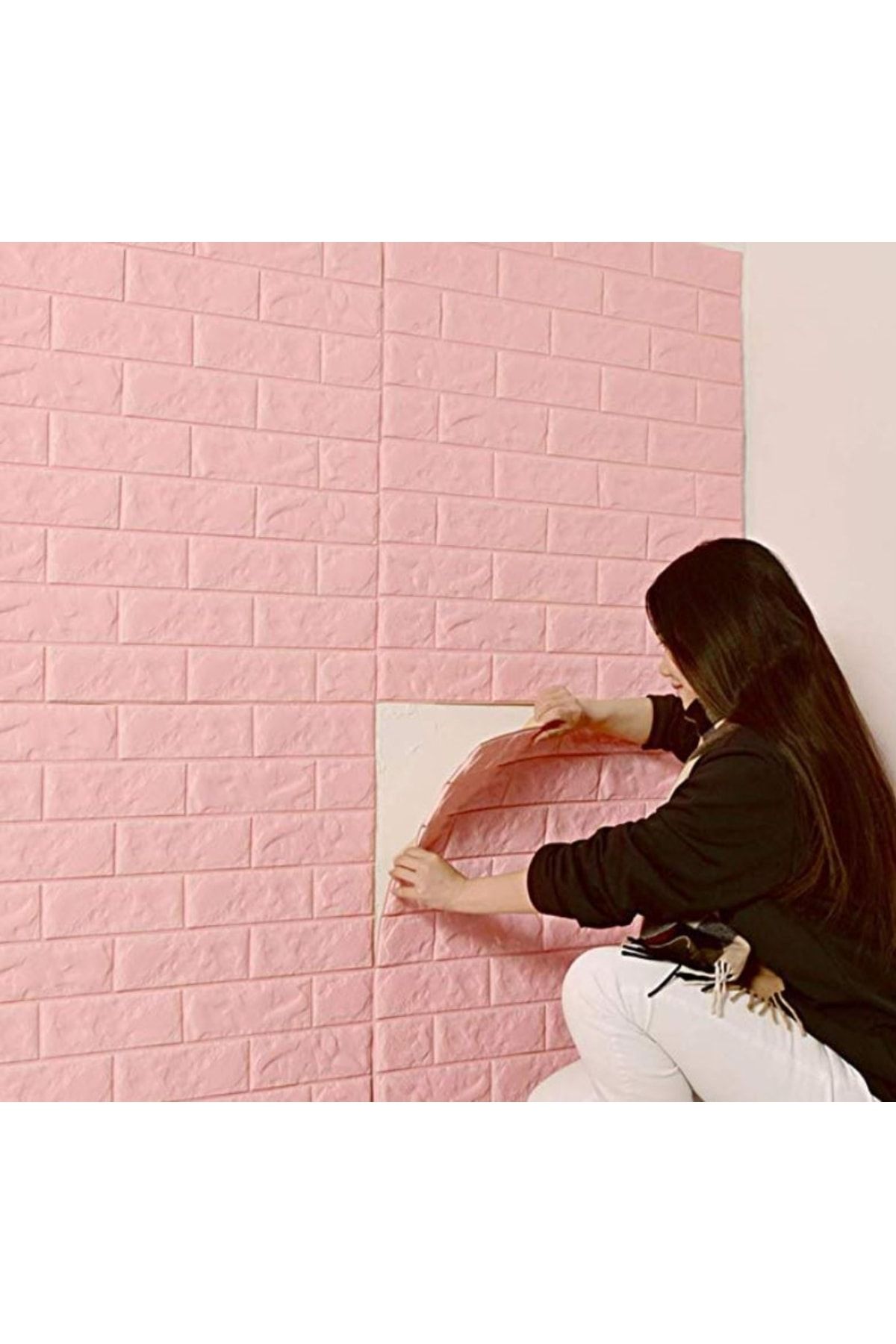 Renkli Duvarlar 70x23cm 0,16m2 Kendinden Yapışkanlı Duvar Paneli 3d Duvar Kaplama Nw03 Pembe 6,5mm