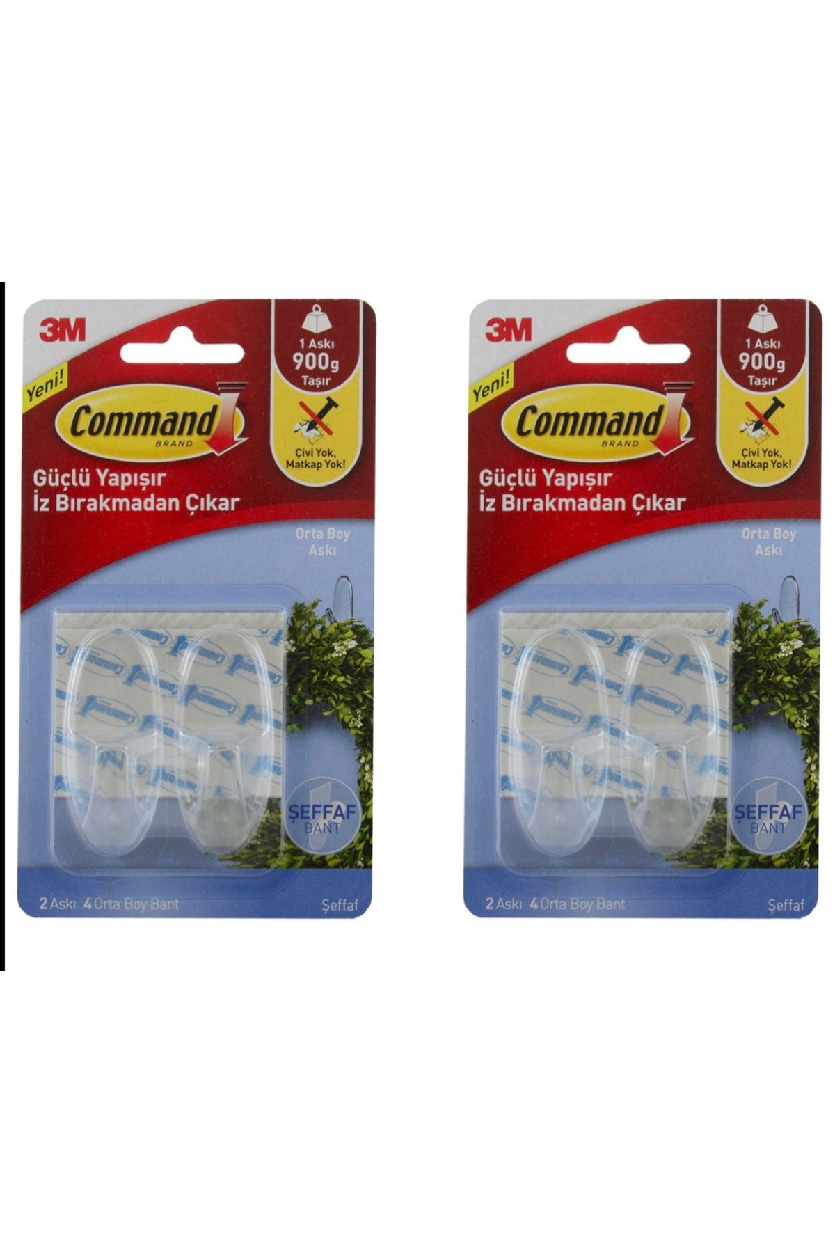 COMMAND 17091clr Büyük Boy Şeffaf Askı 900 Gr Taşır 2 Adet