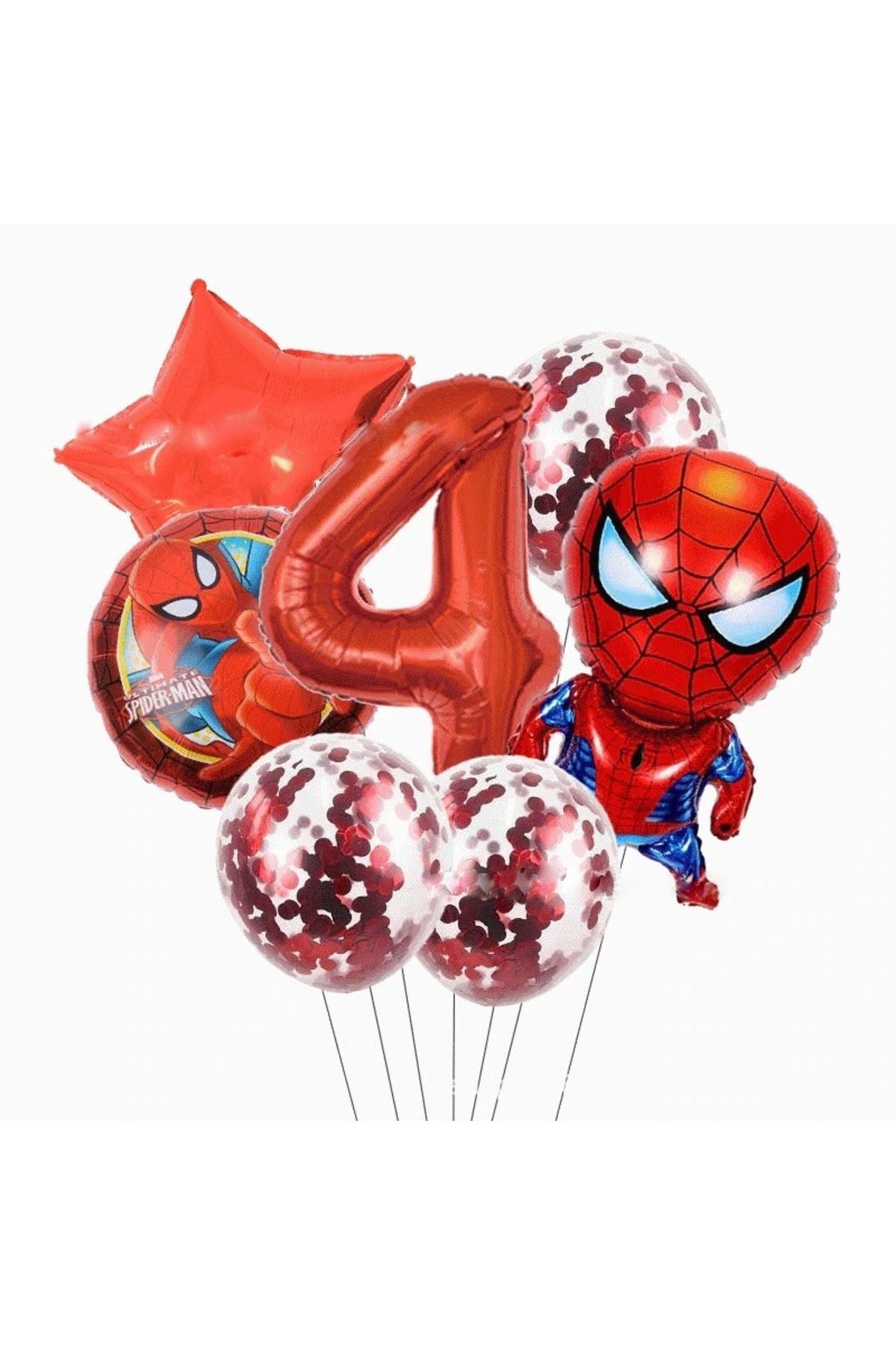 DİSNEY Örümcek Adam Balon Seti Rakam Balon Pullu Şeffaf Balon Spiderman Balon