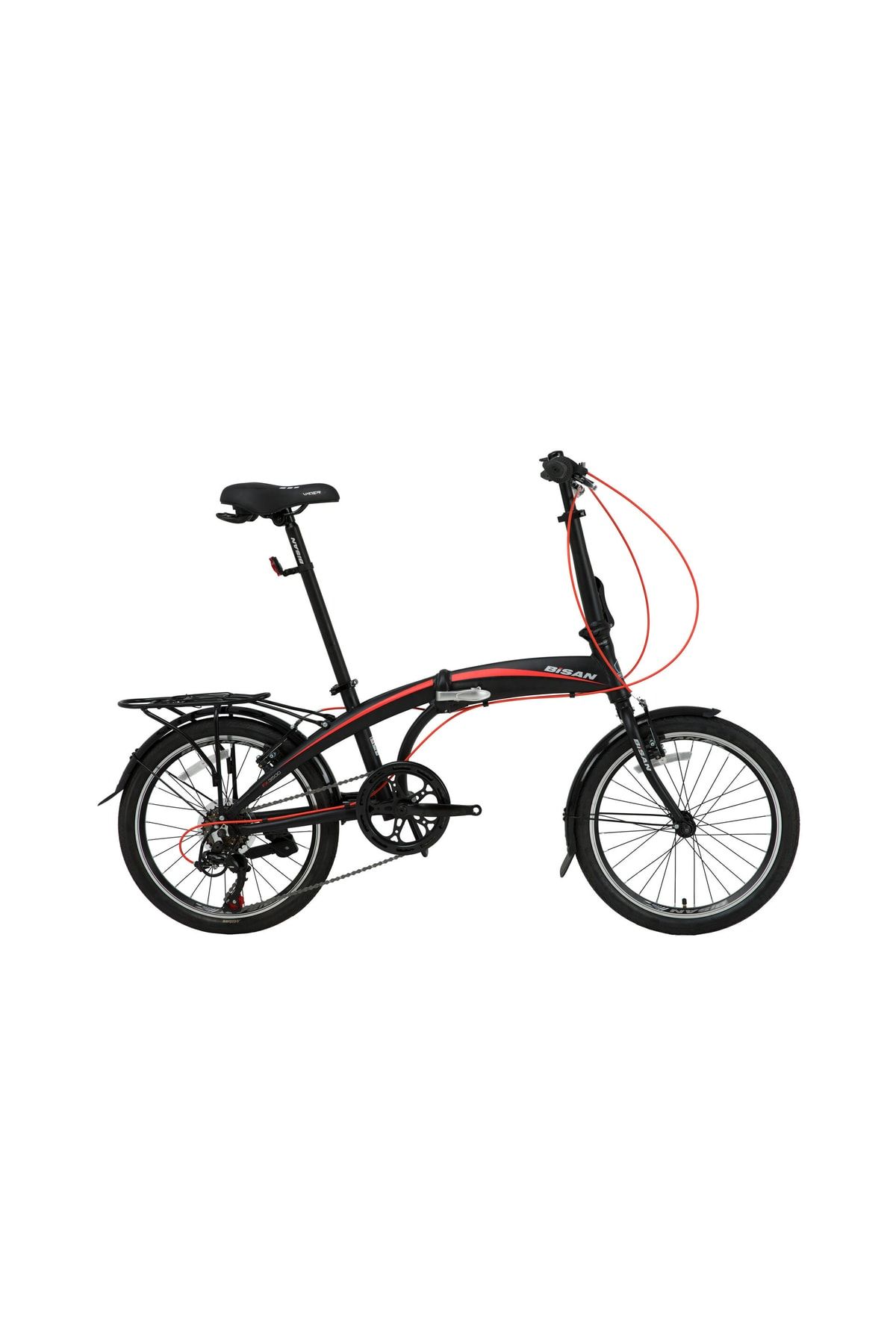 Bisan Fx 3500-trn Katlanır Bisiklet 280cm V 20 Jant 7 Vites - Siyah Kırmızı Renk