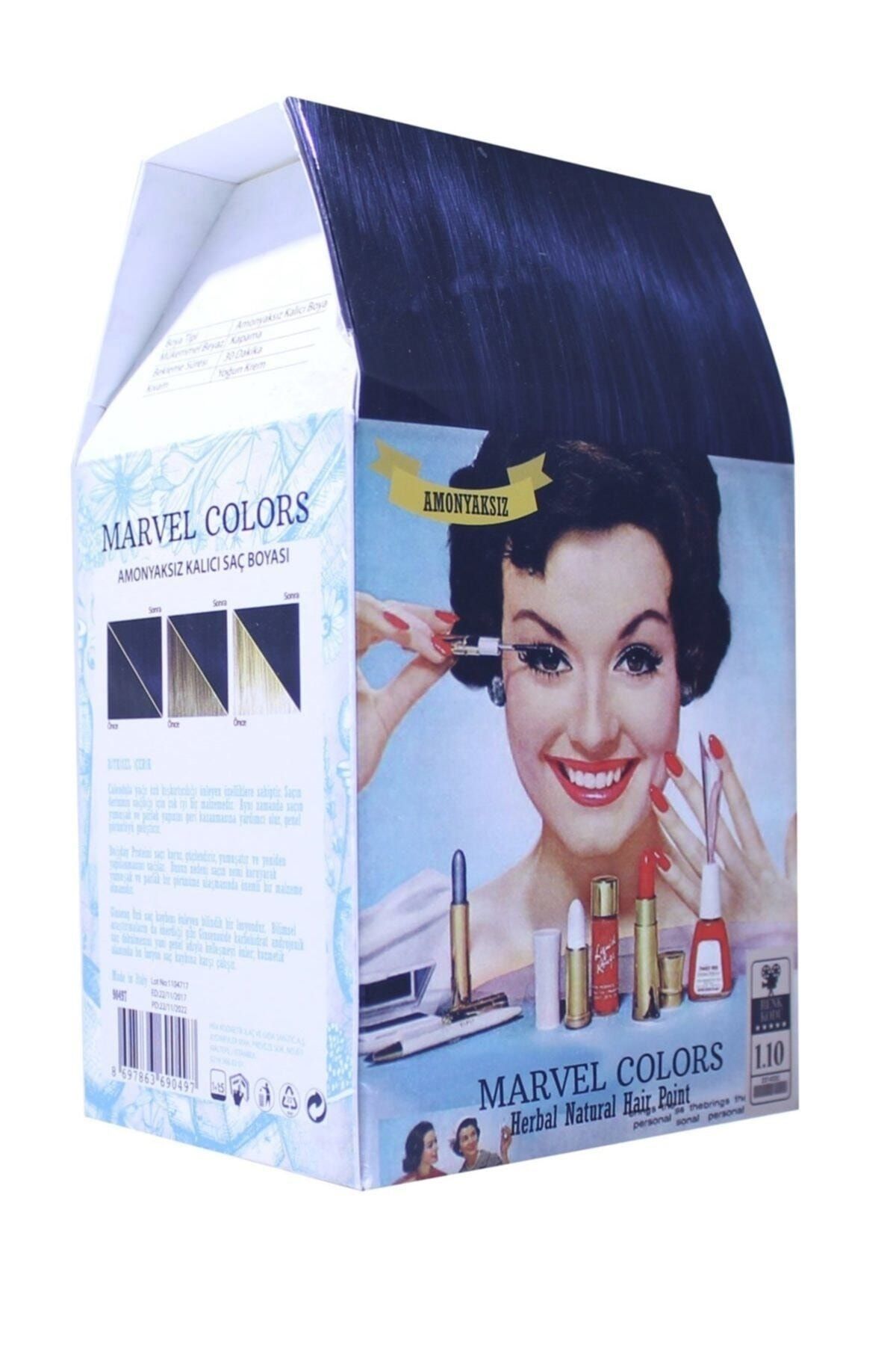 Marvel Colors Herbal Naturel Hair Saç Boyası 1.10 Mavi Siyah