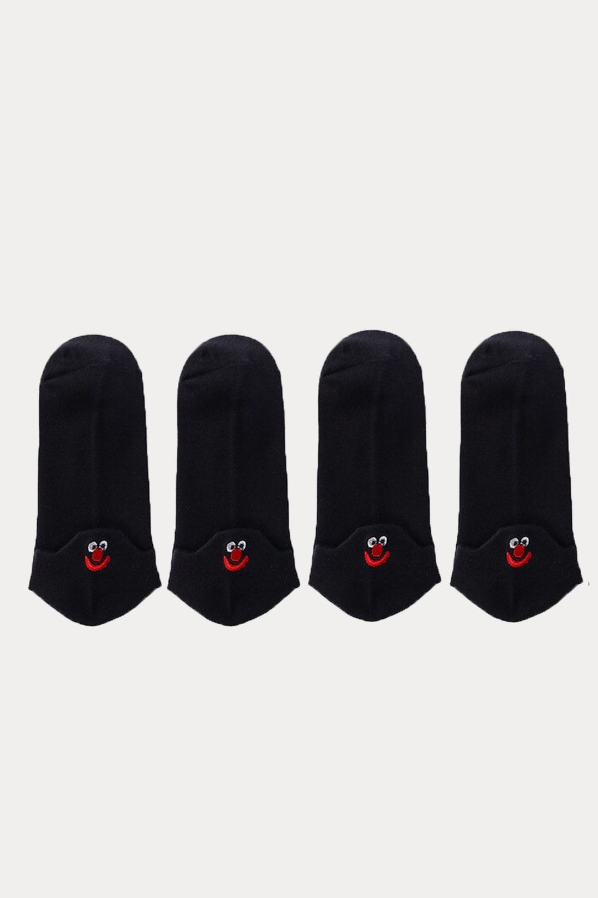 Neşeli Çoraplar 4'lü Siyah Emoji Patik Çorap Set